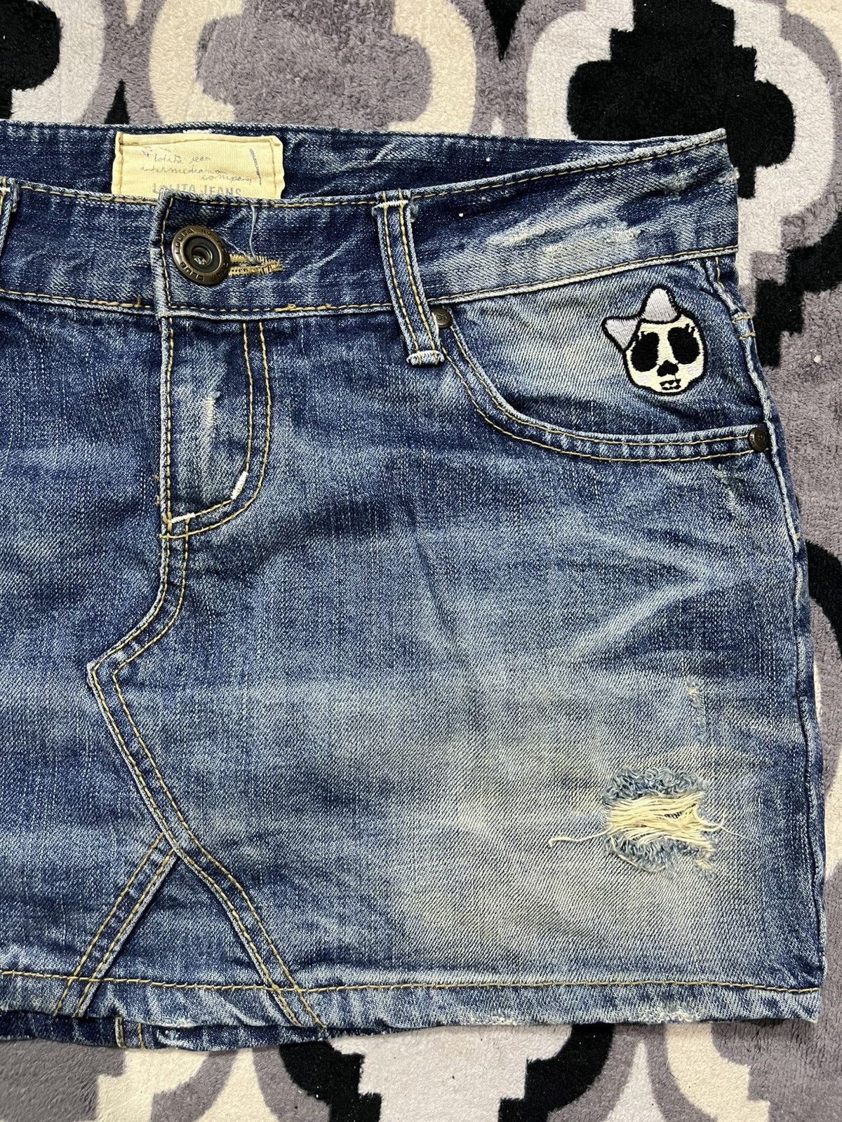 Hysteric Glamour 2000s lolita skirt skull denim Size 32" / US 10 / IT 46 - 3 Thumbnail