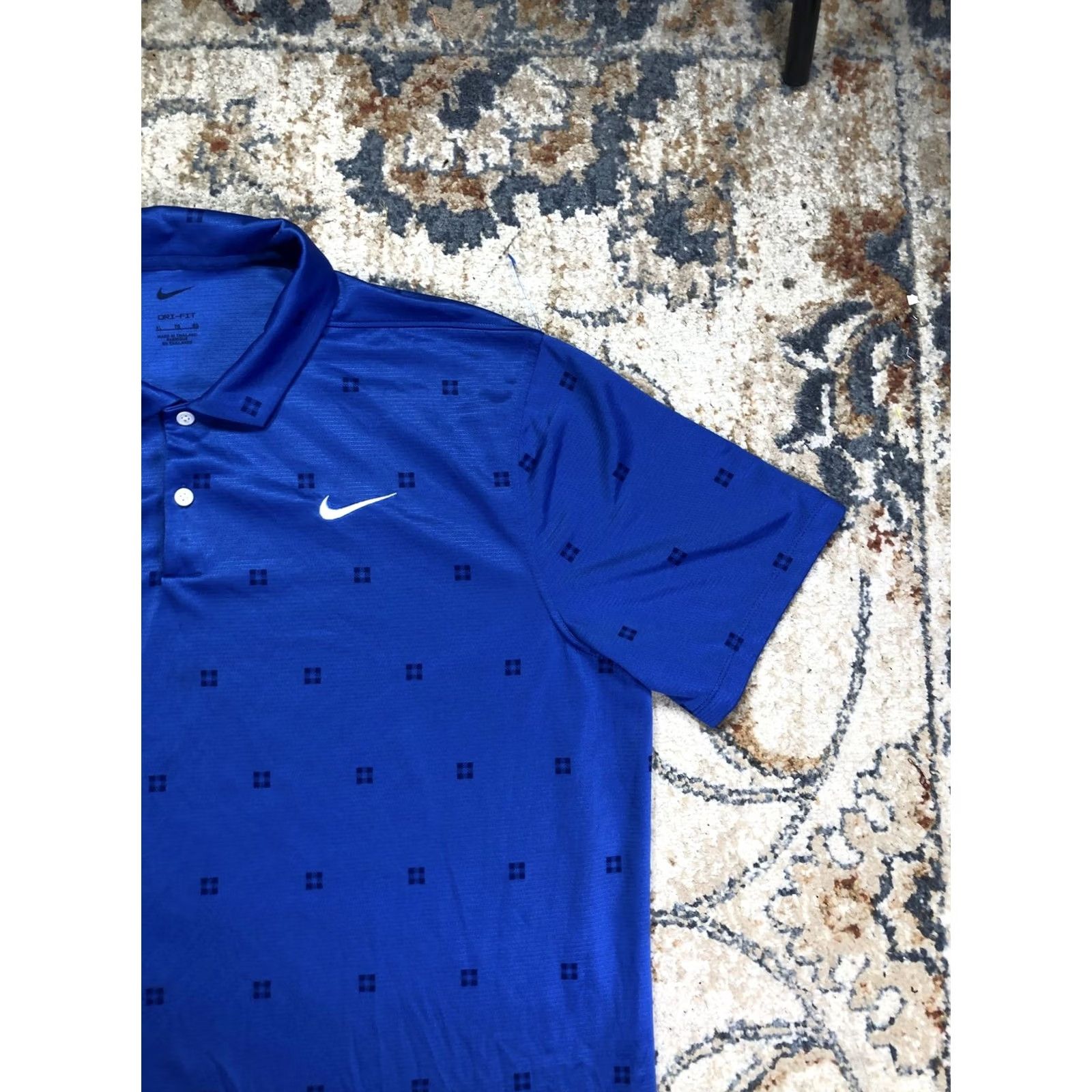 Nike Nike Dri-FIT Polo Shirt Mens XL Blue Geometric Golf Short Sleeve Performance Size US XL / EU 56 / 4 - 4 Thumbnail