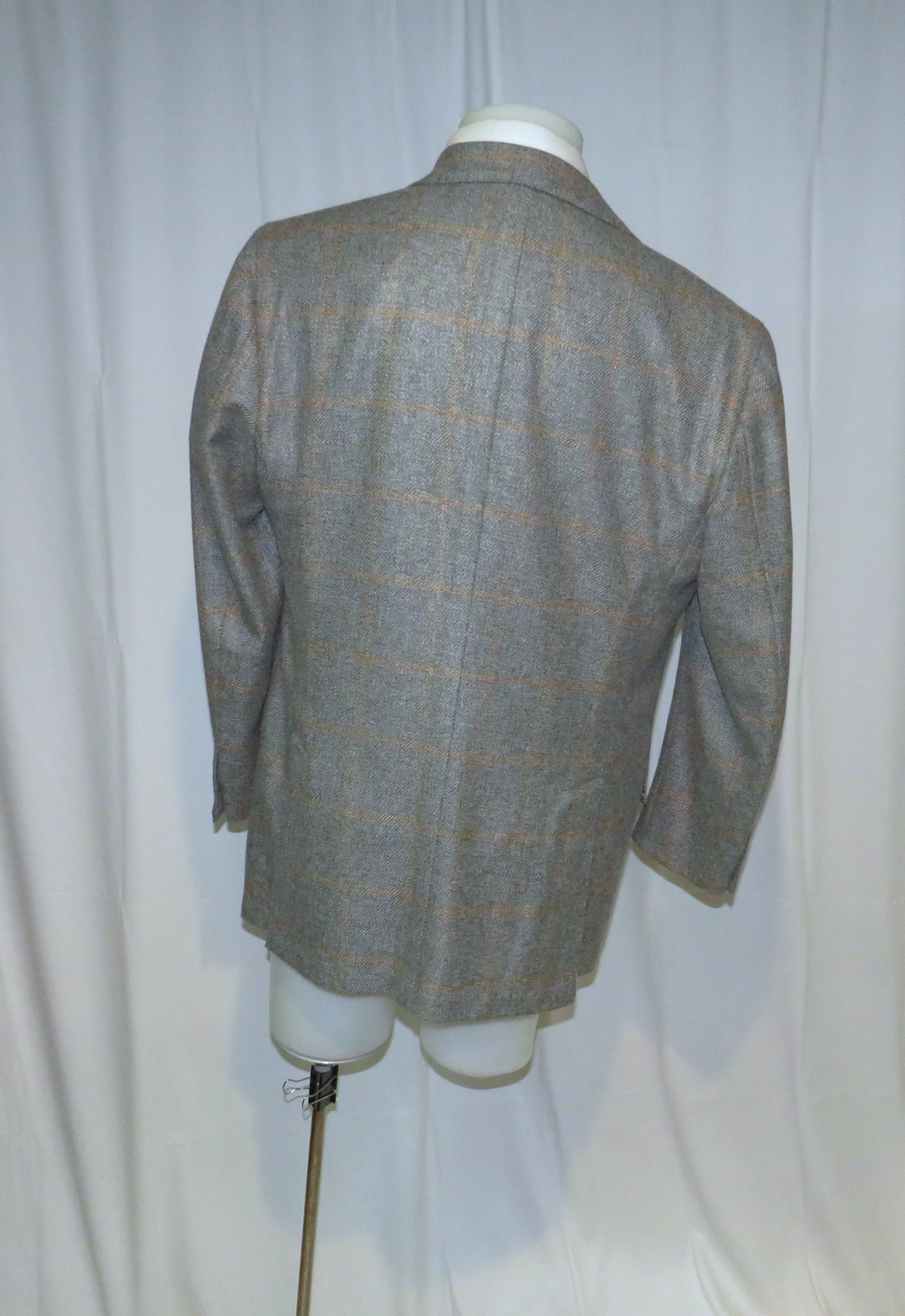 Kiton Gray Windowpane Cashmere Two Button Sport Coat 46L NWT $9300 Size 46L - 10 Thumbnail