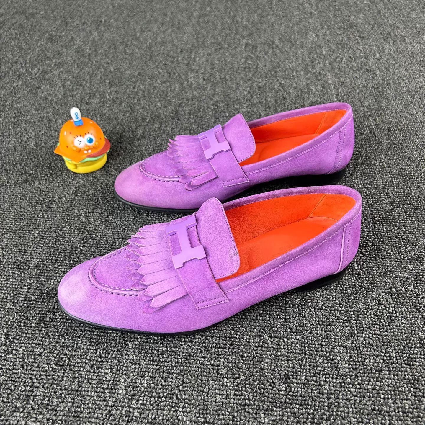 Hermes Hermes Purple Suede H-Buckle Loafers 35.5 Size US 5 / IT 35 - 1 Thumbnail