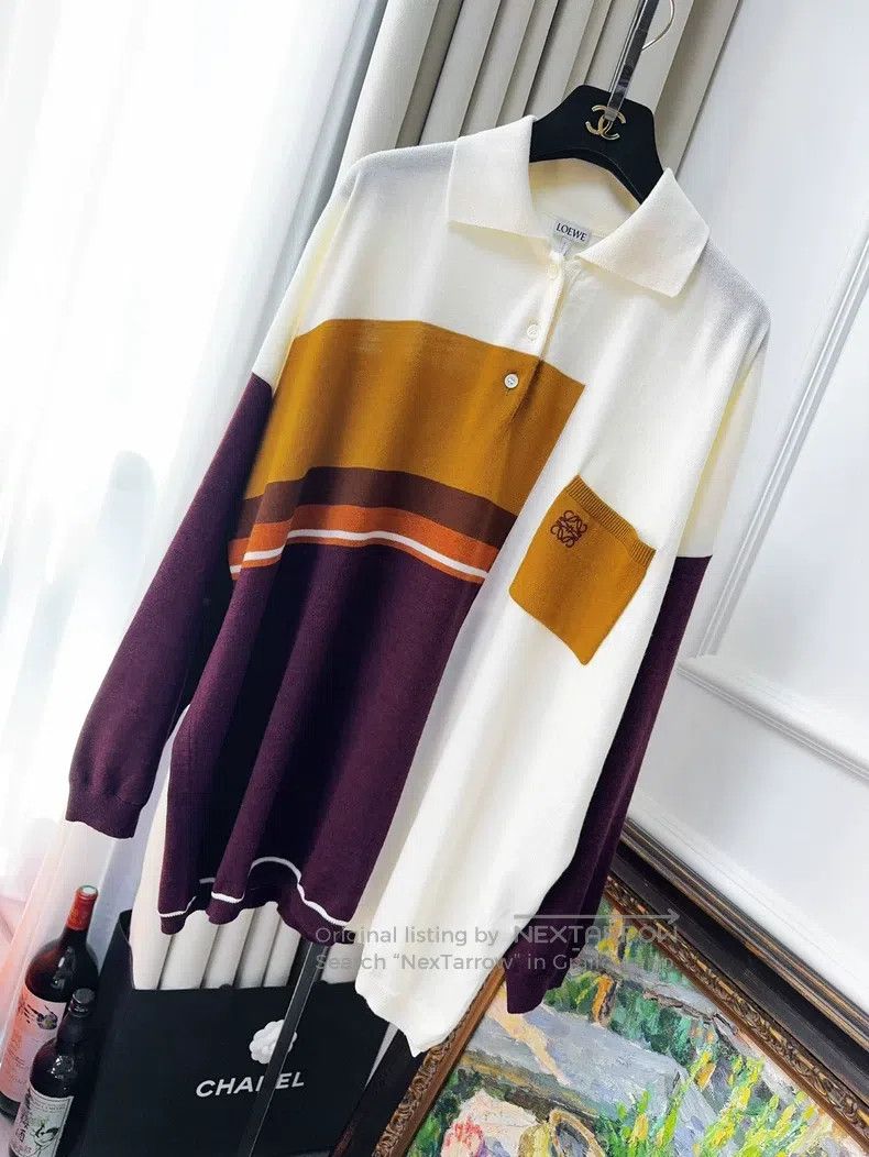 Loewe Loewe Color-Blocked Polo Shirt in Khaki and Burgundy Size US S / EU 44-46 / 1 - 1 Thumbnail