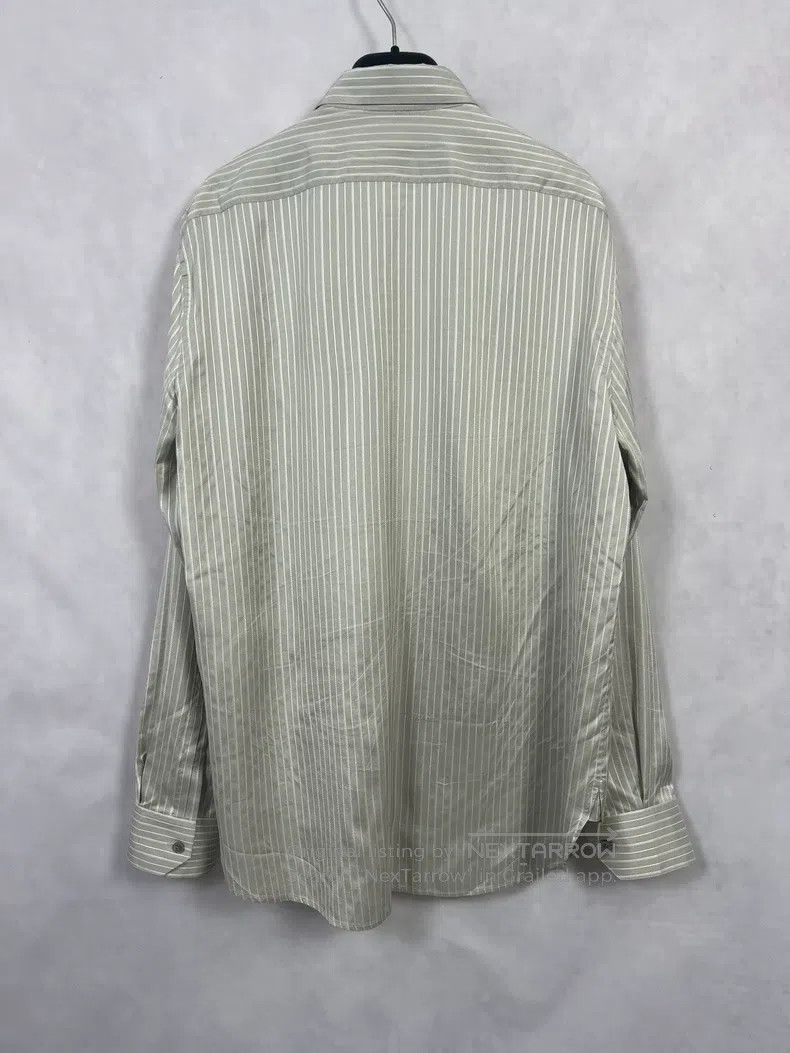 Saint Laurent Paris Saint Laurent Paris Grey Mulberry Silk Striped Shirt Size S / US 4 / IT 40 - 2 Thumbnail