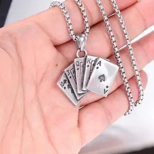Jewelry Playing Card Shape Pendant Necklace Size ONE SIZE - 3 Thumbnail