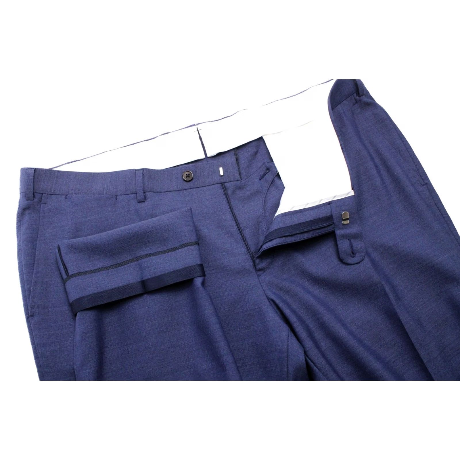 Suitsupply SUITSUPPLY Brescia Trousers Men's Suit Trousers UK 40 Zip Fly Blue Wool Patterned Size US 40 / EU 56 - 4 Thumbnail