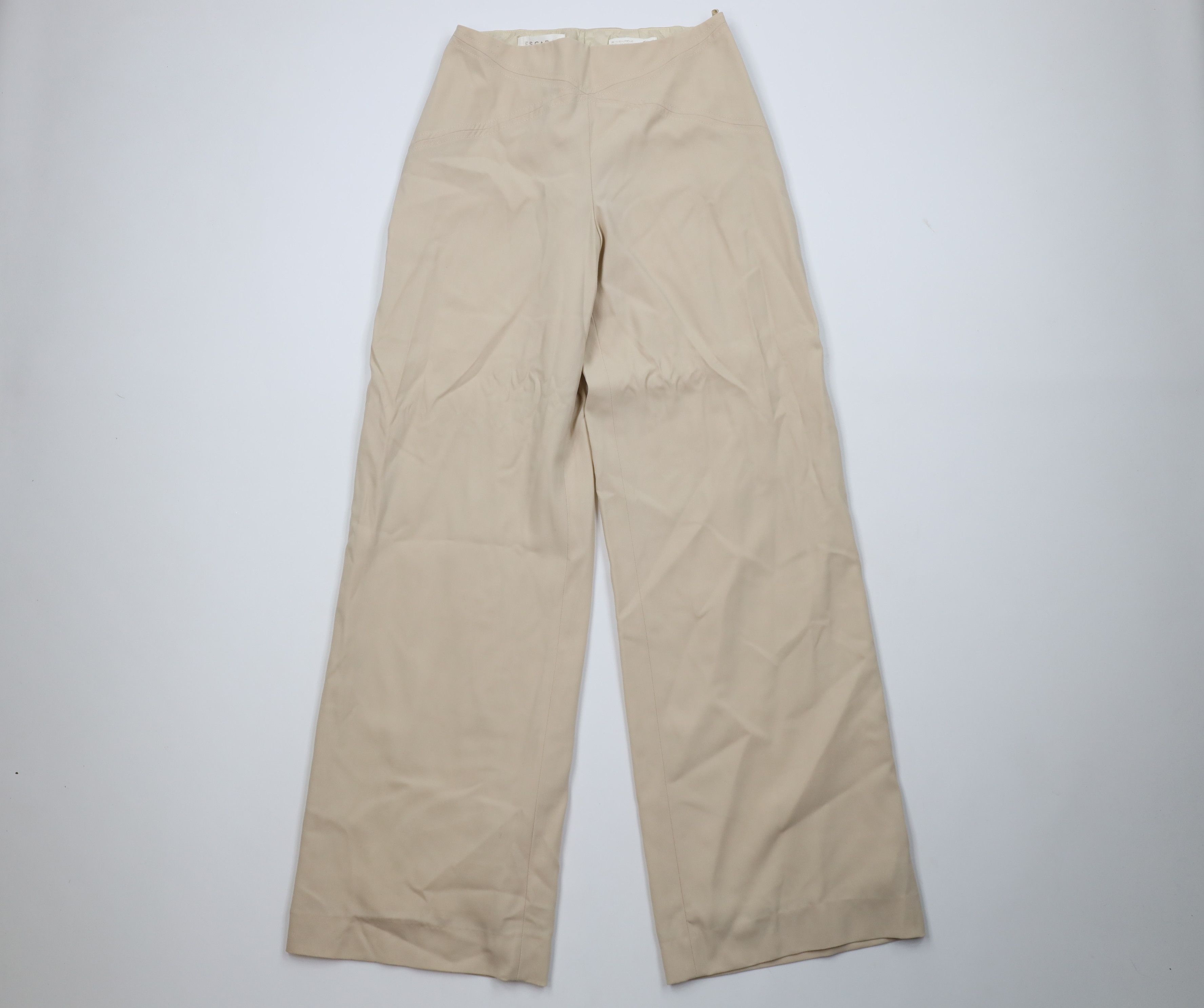 Escada Vintage Escada Knit Flared Wide Leg Pants Trousers Beige Size 38" / US 16 / IT 52 - 1 Thumbnail