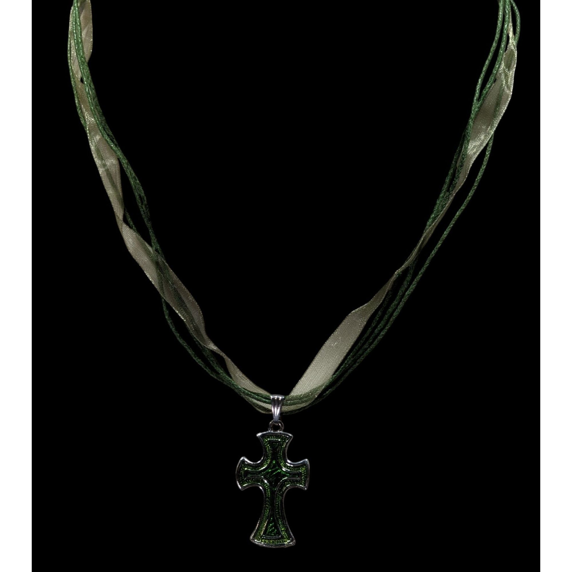 Other Whimsygoth Religious Green Cross Pendant Necklace Size ONE SIZE - 5 Thumbnail