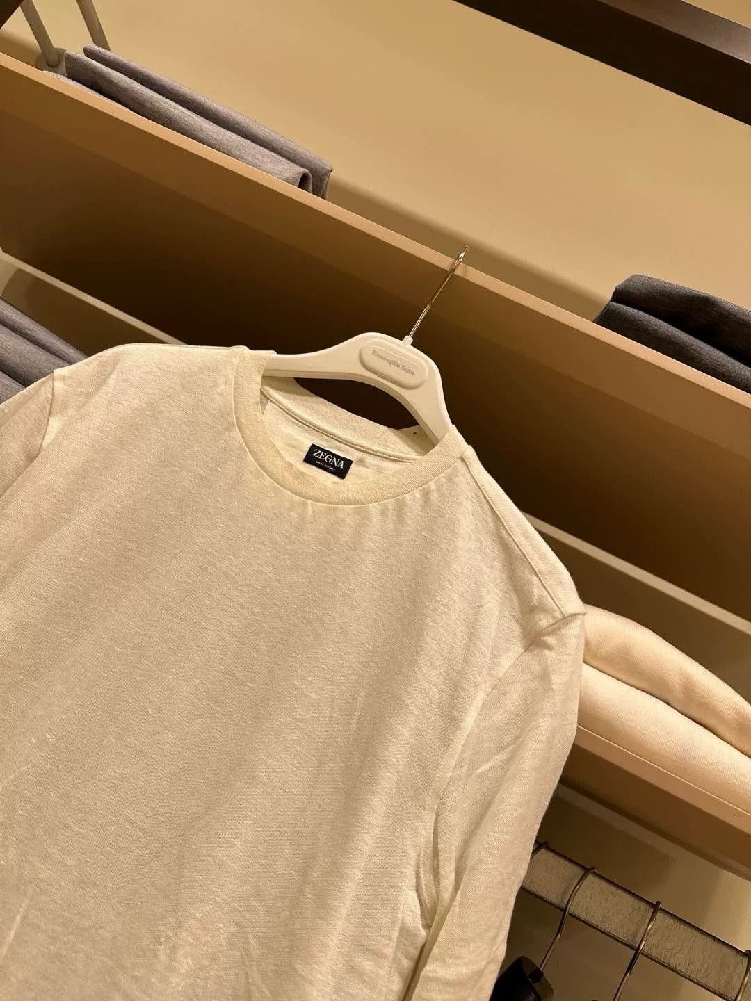 Ermenegildo Zegna Zegna White Linen Men’s T-shirt Size US M / EU 48-50 / 2 - 2 Thumbnail