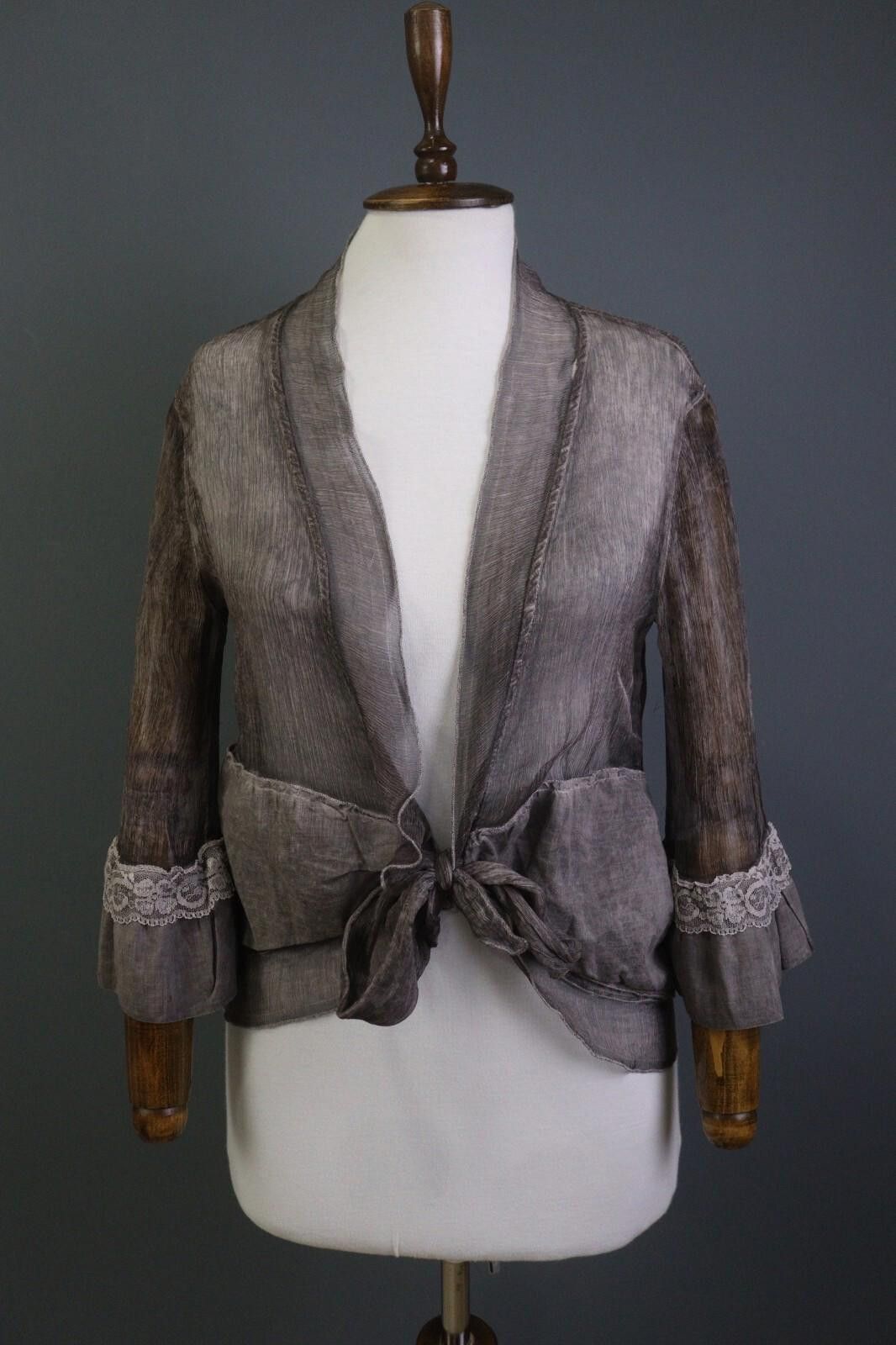 Designer VTG Elisa Cavaletti Brown 100% Silk Blazer Top Size S Size S / US 4 / IT 40 - 1 Thumbnail