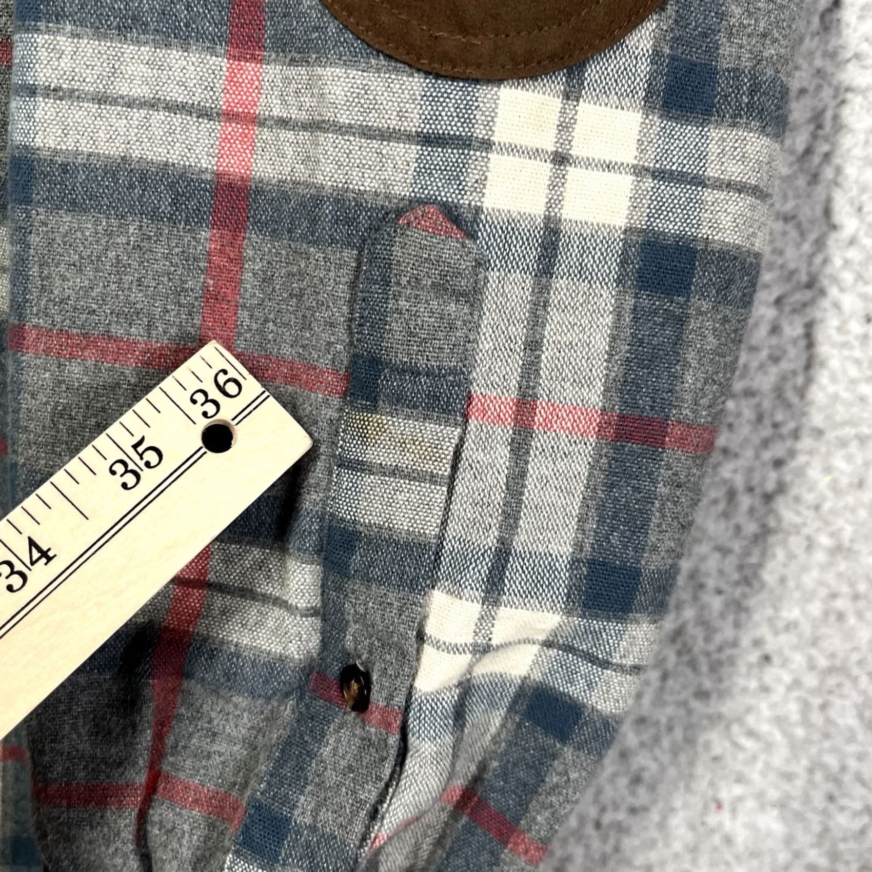 J.Crew J. CREW Shirt Mens M Gray Plaid Suede Elbow Patch Button Up Long Sleeve Flannel Size US M / EU 48-50 / 2 - 2 Thumbnail