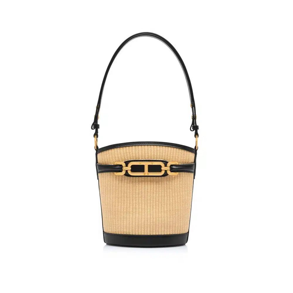 Tom Ford o1loc1c0825 L1817 Size: OS / Raffia Small Bucket Bag Beige Size ONE SIZE - 1 Thumbnail