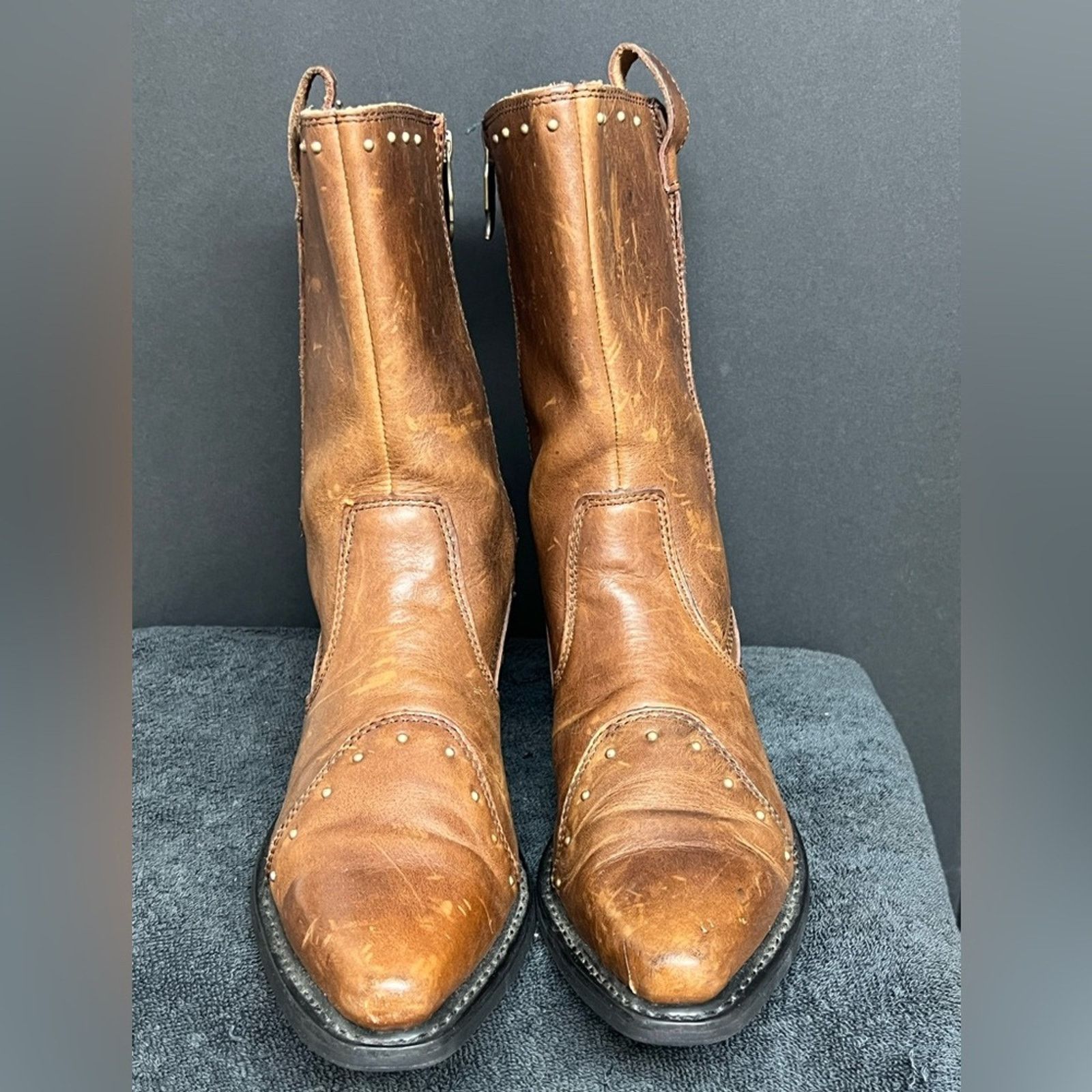 Harley Davidson Harley Davidson Boots Leather Mid Calf Studded Brown Caramel Size US 9 / IT 39 - 3 Thumbnail
