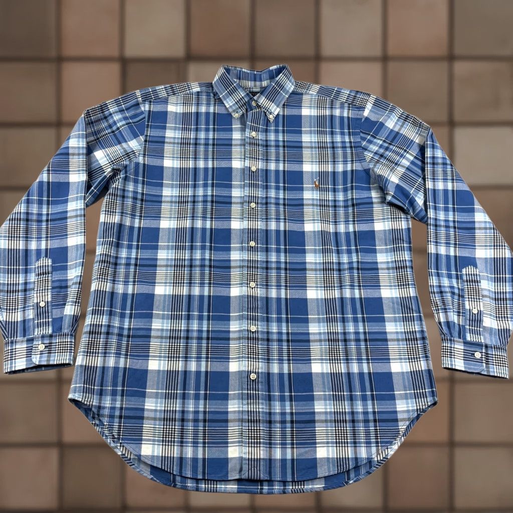 Polo Ralph Lauren Polo Ralph Lauren Shirt Mens LT Large Tall Blue Plaid Classic Fit Flesh Pony Size US L / EU 52-54 / 3 - 1 Thumbnail