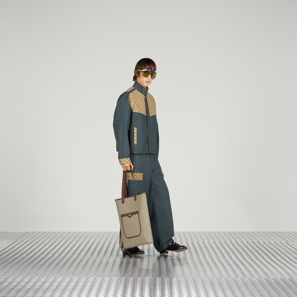 Gucci o1s1wg110125 Cotton Canvas Pant With GG Inserts Grey/Beige Size US 30 / EU 46 - 2 Thumbnail