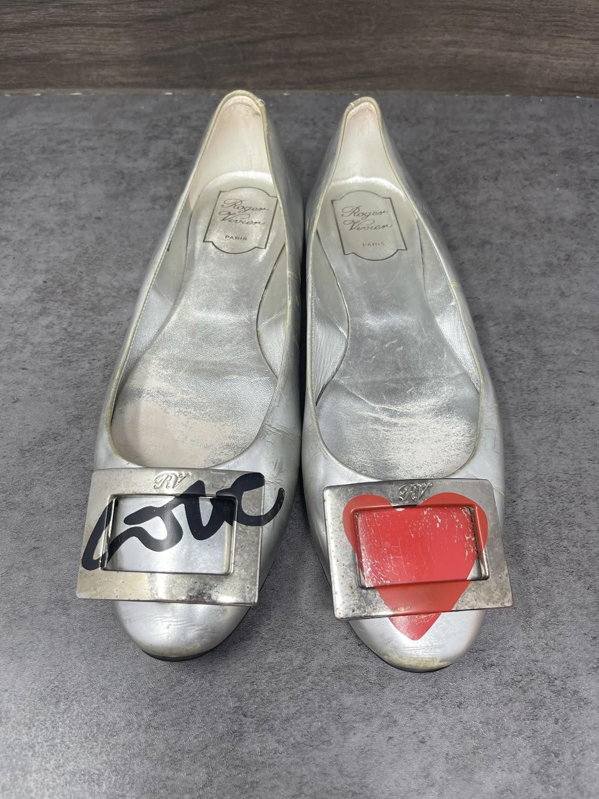 Other Roger Vivier Gommette Love Flats Womens Size 8 (39) Silver Size US 8 / IT 38 - 2 Thumbnail