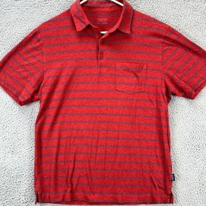 Patagonia Patagonia Polo Shirt Mens M Red Striped Short Sleeve Organic Cotton Casual Activewear Chest Pocket Logo Button Size US M / EU 48-50 / 2 - 3 Thumbnail