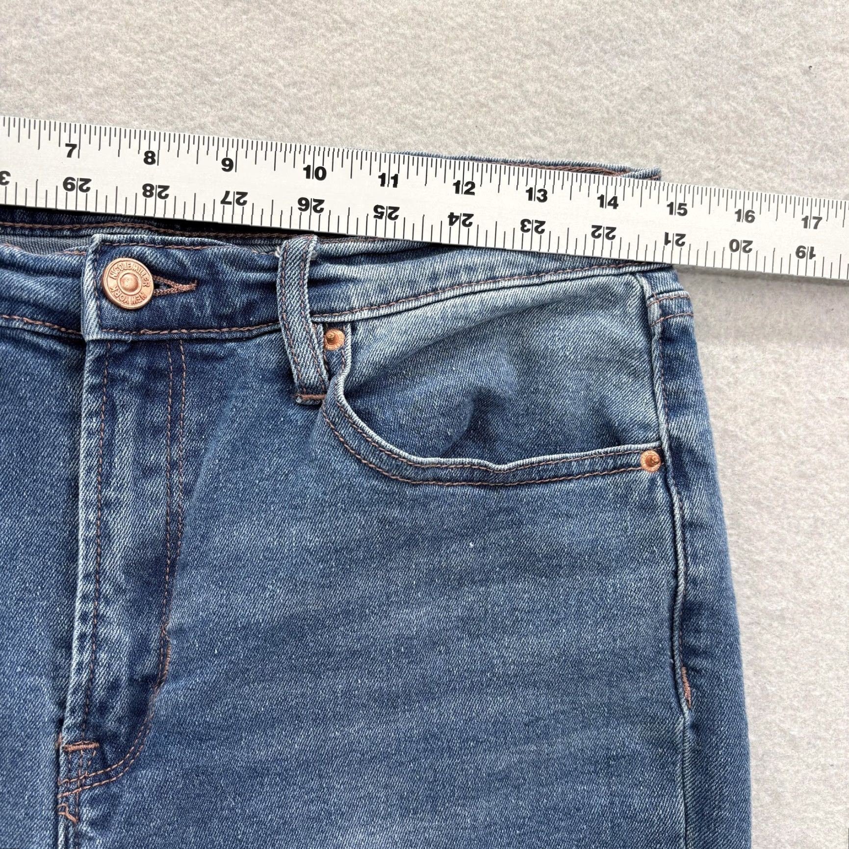 Nicole Miller Nicole Miller Nomad High Rise Slim Jeans Womens 6 Blue Raw Hem Crop Stretch Pant Size 28" / US 6 / IT 42 - 6 Thumbnail