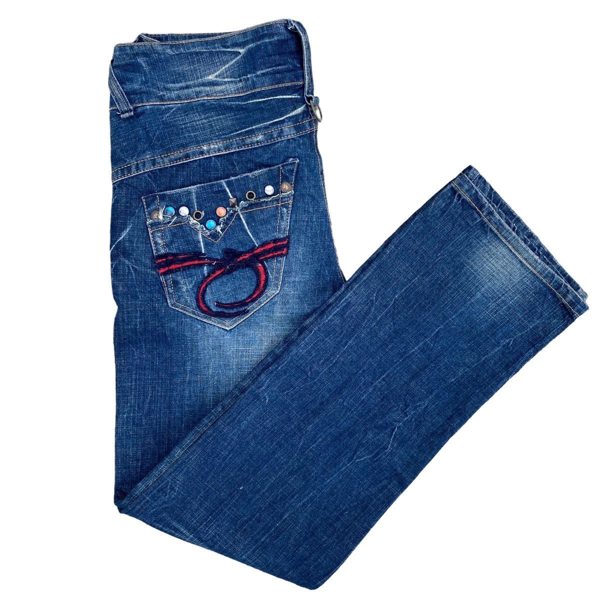 Japanese Brand × Vintage Lightning⚡️Red pepper Rooted Denim Jeans Size US 35 - 14 Thumbnail