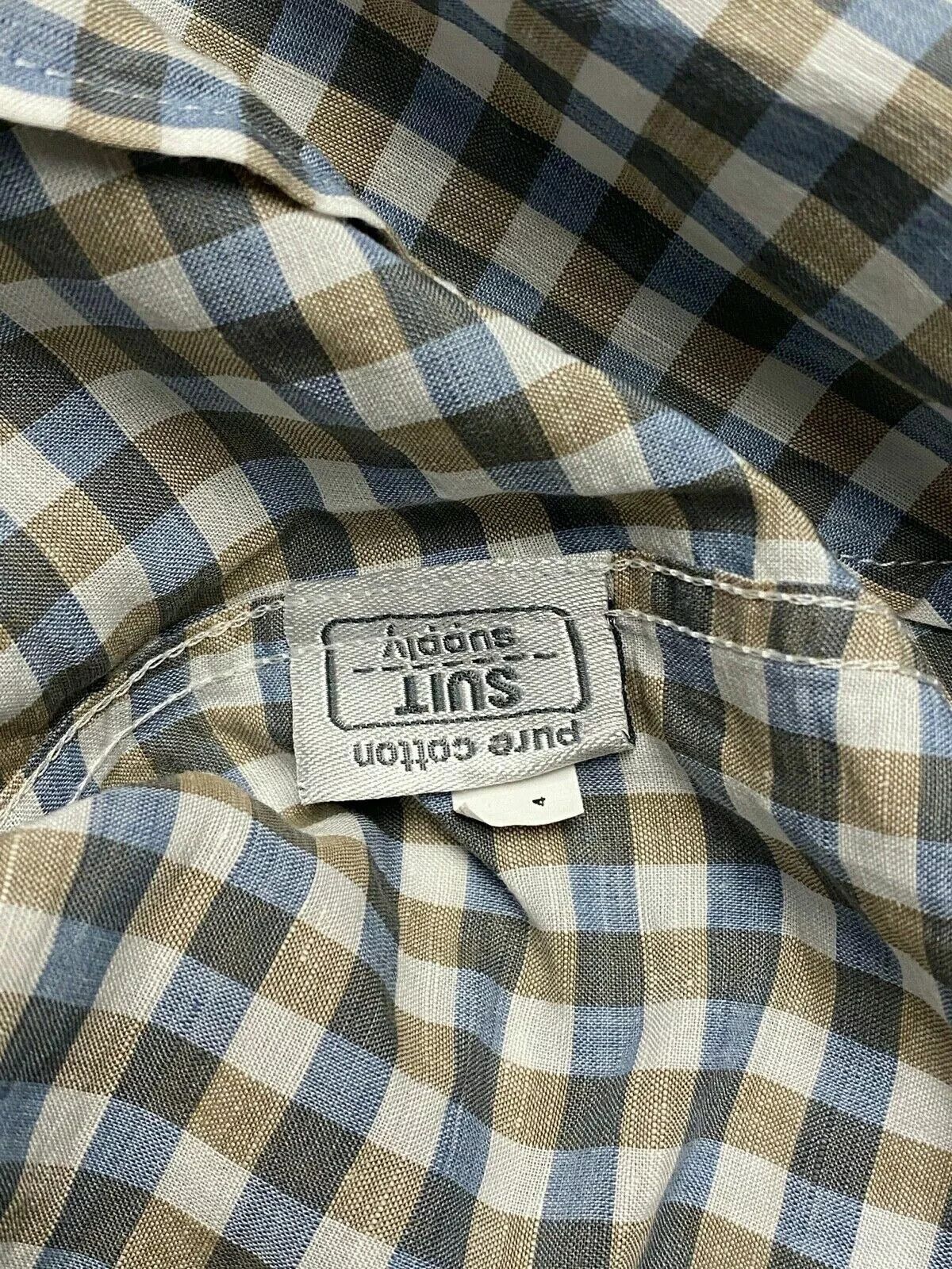 Suitsupply Suitsupply Men's Cutaway Collar Gingham Check Shirt Two Ply Size US L / EU 52-54 / 3 - 10 Thumbnail