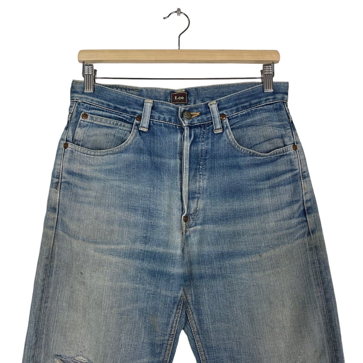 Japanese Brand × Lee × Vintage Vintage Union Made Lee Ripped Denim Jeans Button Fly Size US 30 / EU 46 - 3 Thumbnail