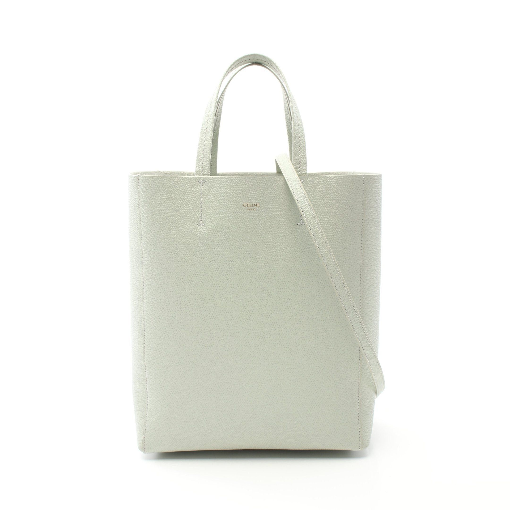 image of Celine Vertical Small Hippopotamus Handbag Tote Bag Leather Light Green 2Way, Women's