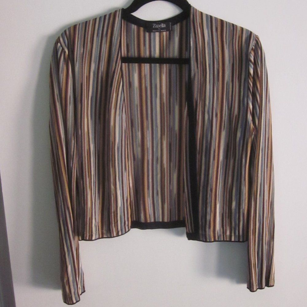 Zanella Zanella Womens Striped Open Front Crop Cardigan Size XL Size L / US 10 / IT 46 - 2 Thumbnail