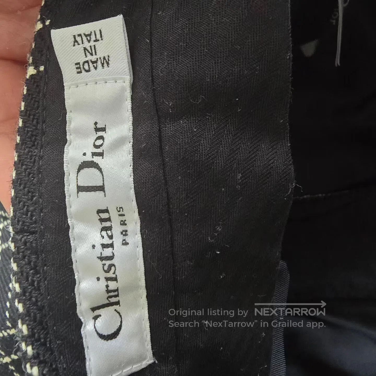 Dior black checkered wool cropped pants. Size 33" - 3 Thumbnail