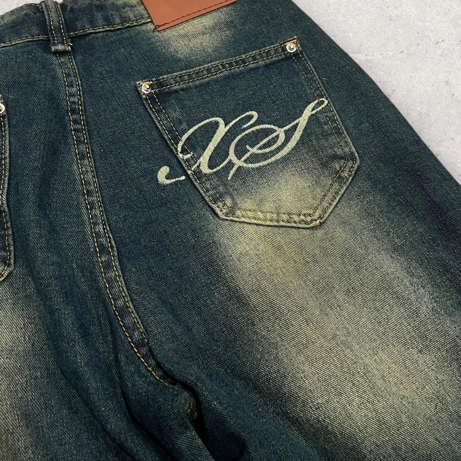 Other Streetwear Y2K Faded Wide Leg Blue Wash Pants (Unbranded) Size US 34 / EU 50 - 2 Thumbnail