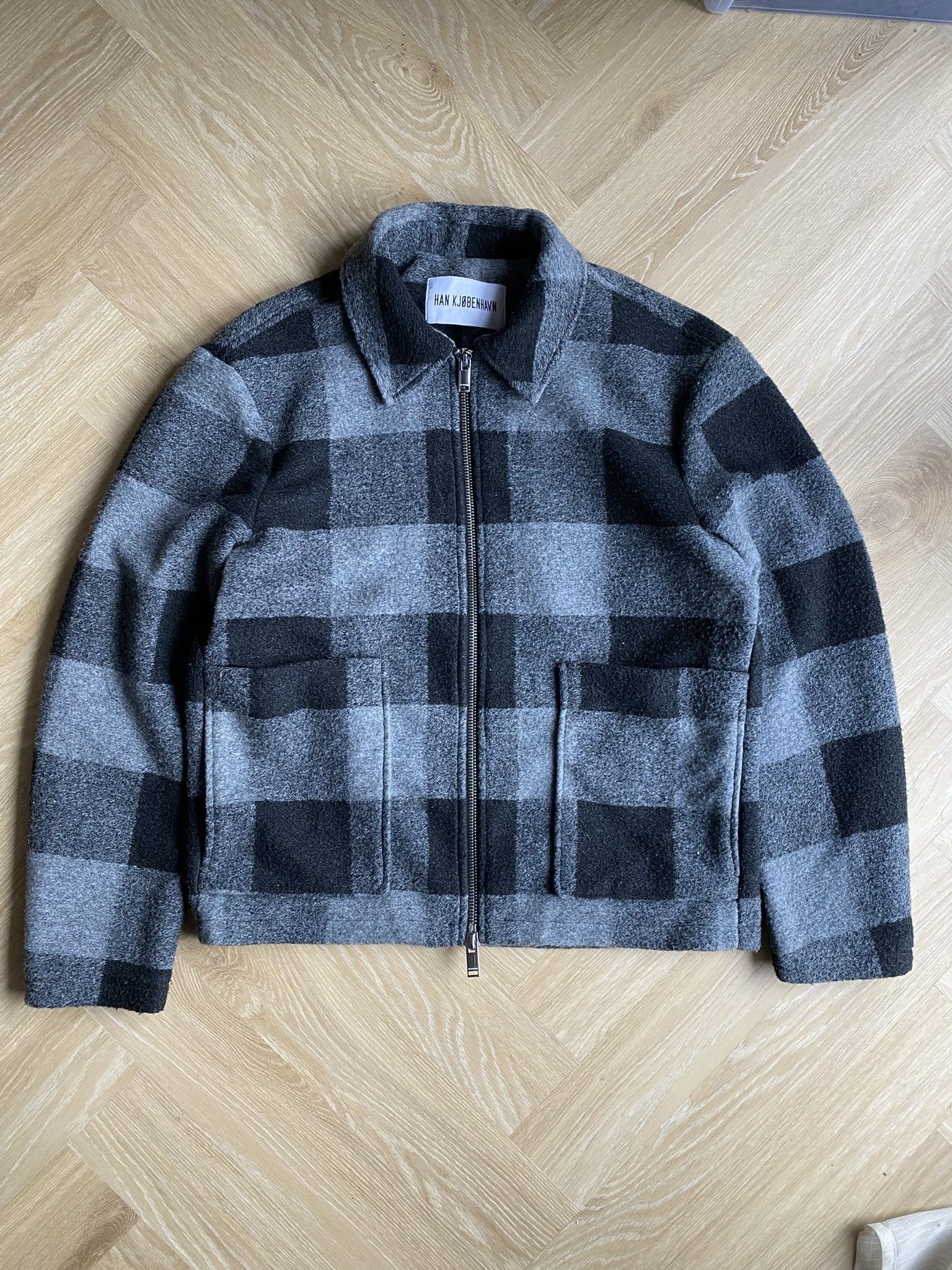 Acne Studios $810 - 50/L - Zip Boxy Jacket - Black/Grey Check Size US L / EU 52-54 / 3 - 3 Thumbnail