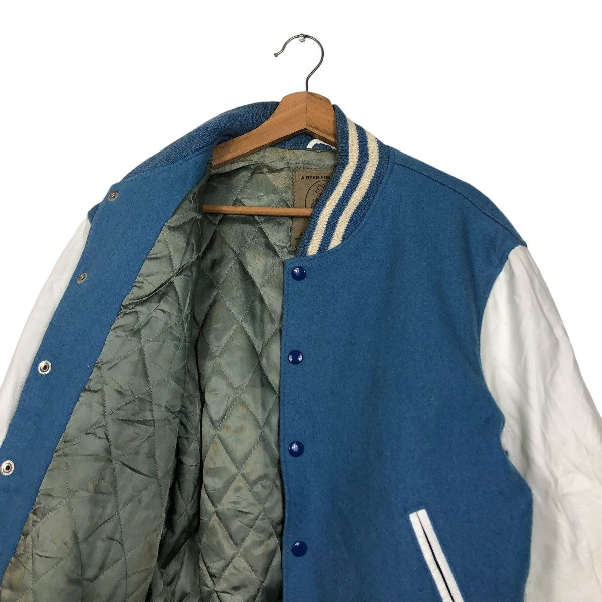 Golden Bear 🔥VINTAGE VARSITY JACKET LEATHER GOLDEN BEAR USA BABY BLUE Size US M / EU 48-50 / 2 - 14 Thumbnail