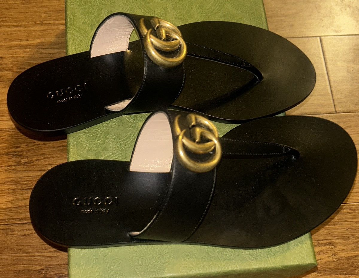 Gucci Gucci Women’s Thong Leather Sandal with Double G Lifford Size US 5.5 / IT 35.5 - 5 Thumbnail