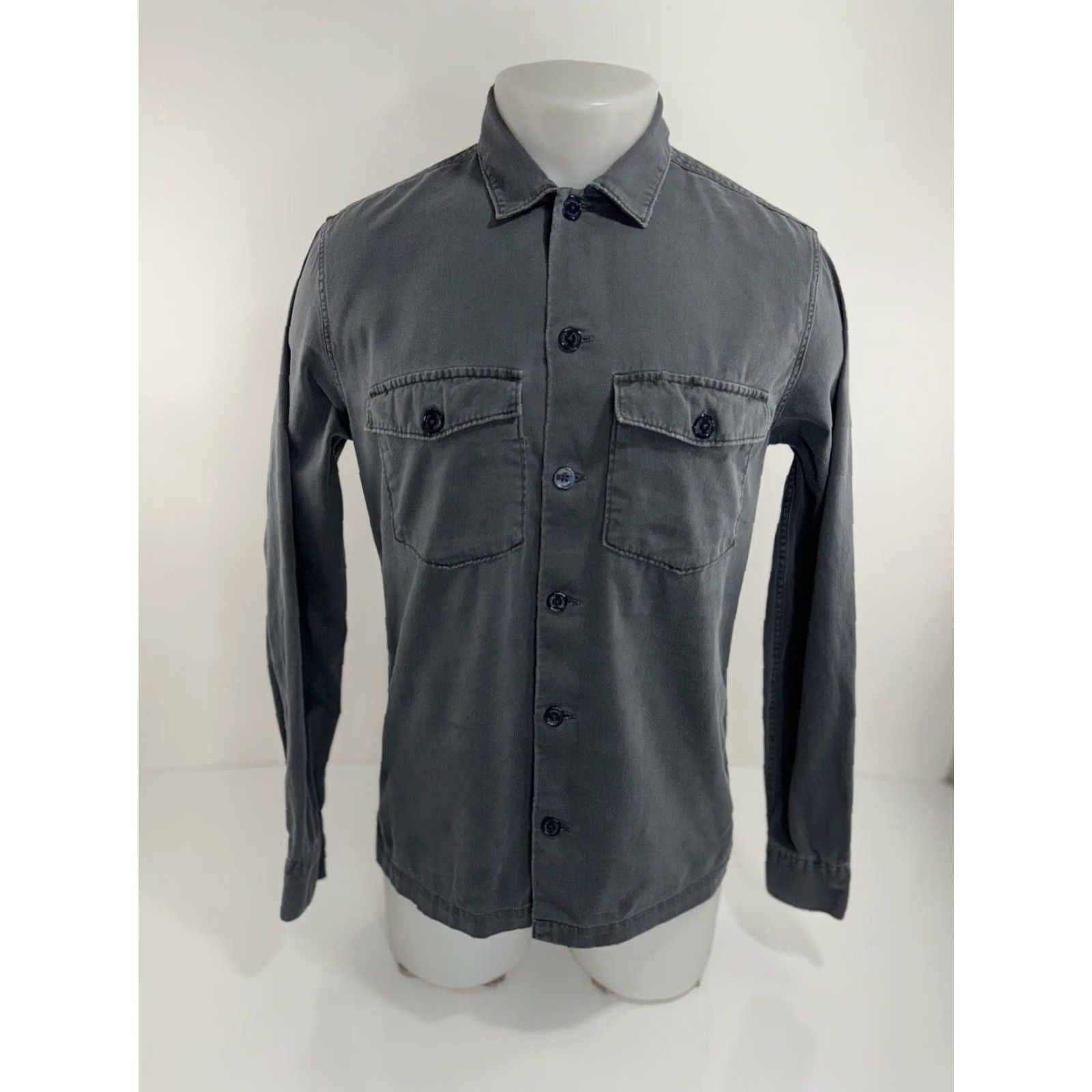 Allsaints AllSaints Spotter Shirt Mens S Gray Military Field Button-Up Long Sleeve Size US S / EU 44-46 / 1 - 2 Thumbnail