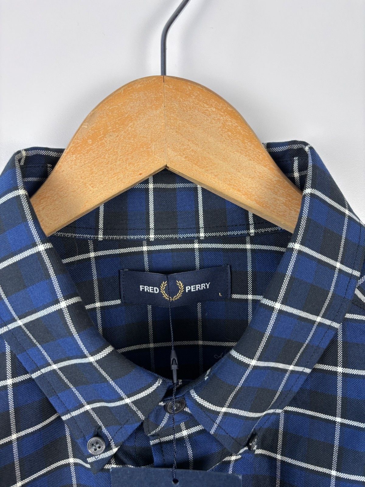 Fred Perry Fred Perry Oxford Check Long Sleeve Shirt Blue Mens L Size US L / EU 52-54 / 3 - 7 Thumbnail