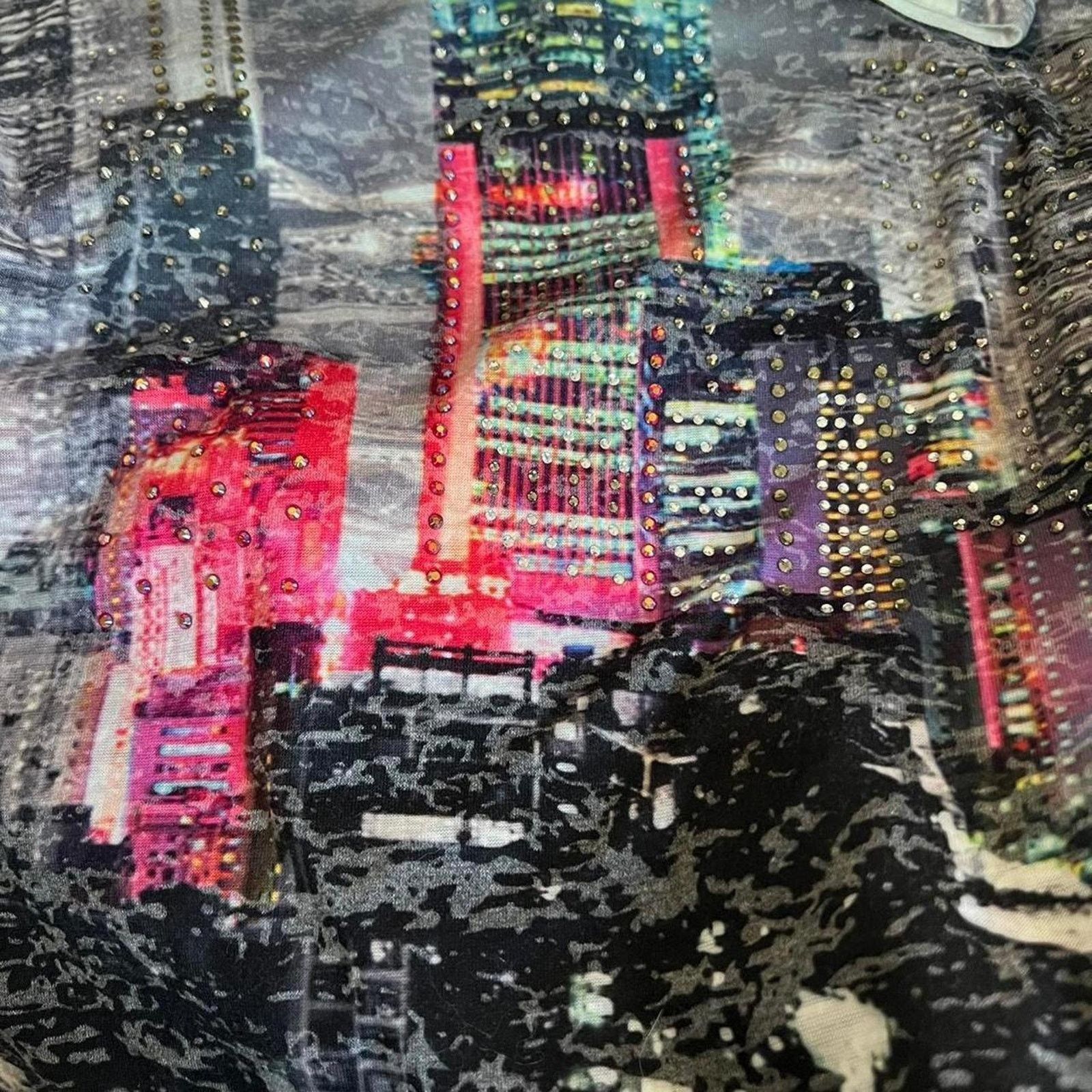 Vintage Y2K Cityscape Graphic Top Rhinestone Small Size S / US 4 / IT 40 - 5 Thumbnail