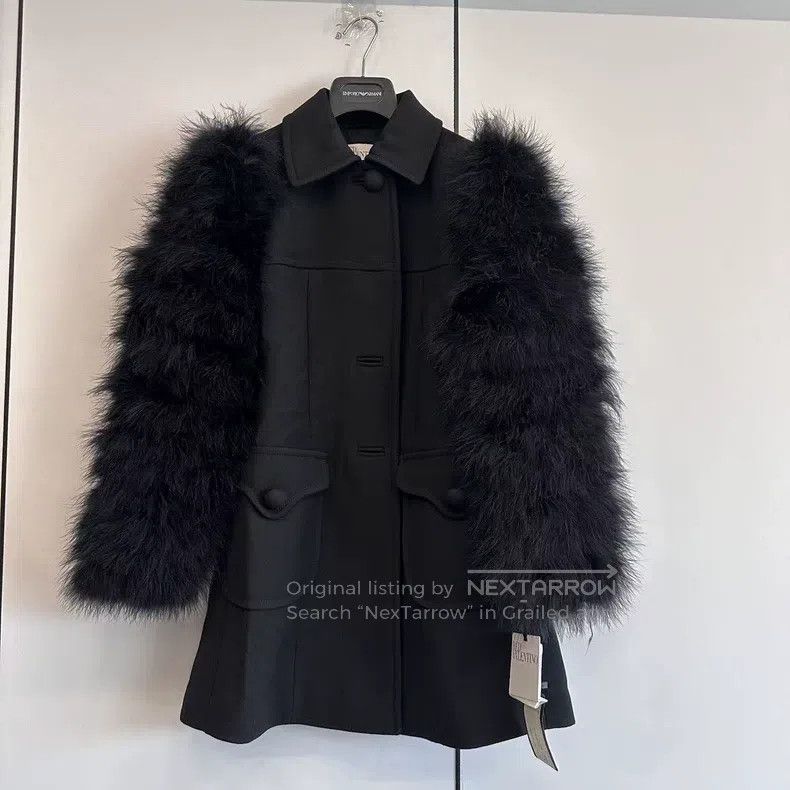 Valentino Valentino Fur sleeves patched wool top Size S / US 4 / IT 40 - 1 Thumbnail