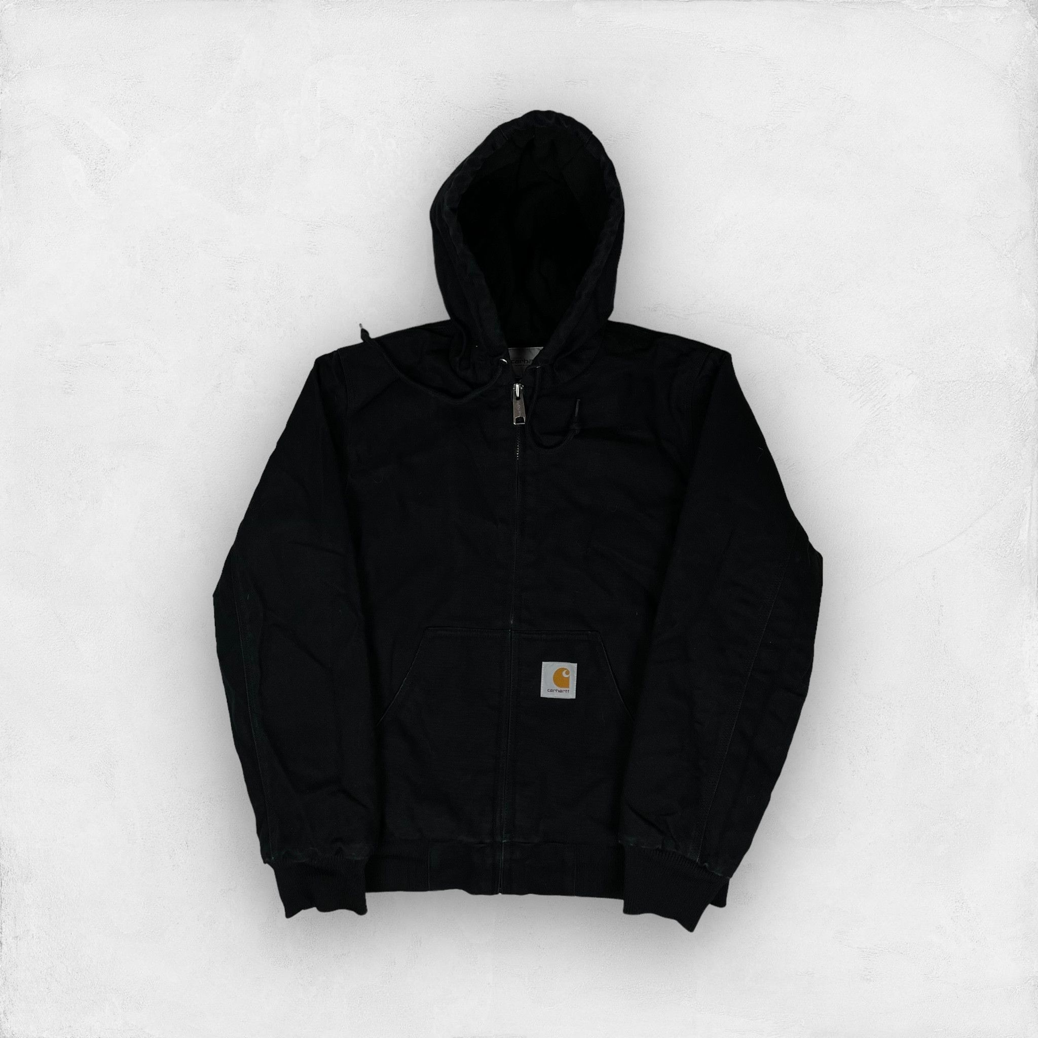 image of Carhartt Wip Men's Black Cotton Full Zip Active Jacket Small