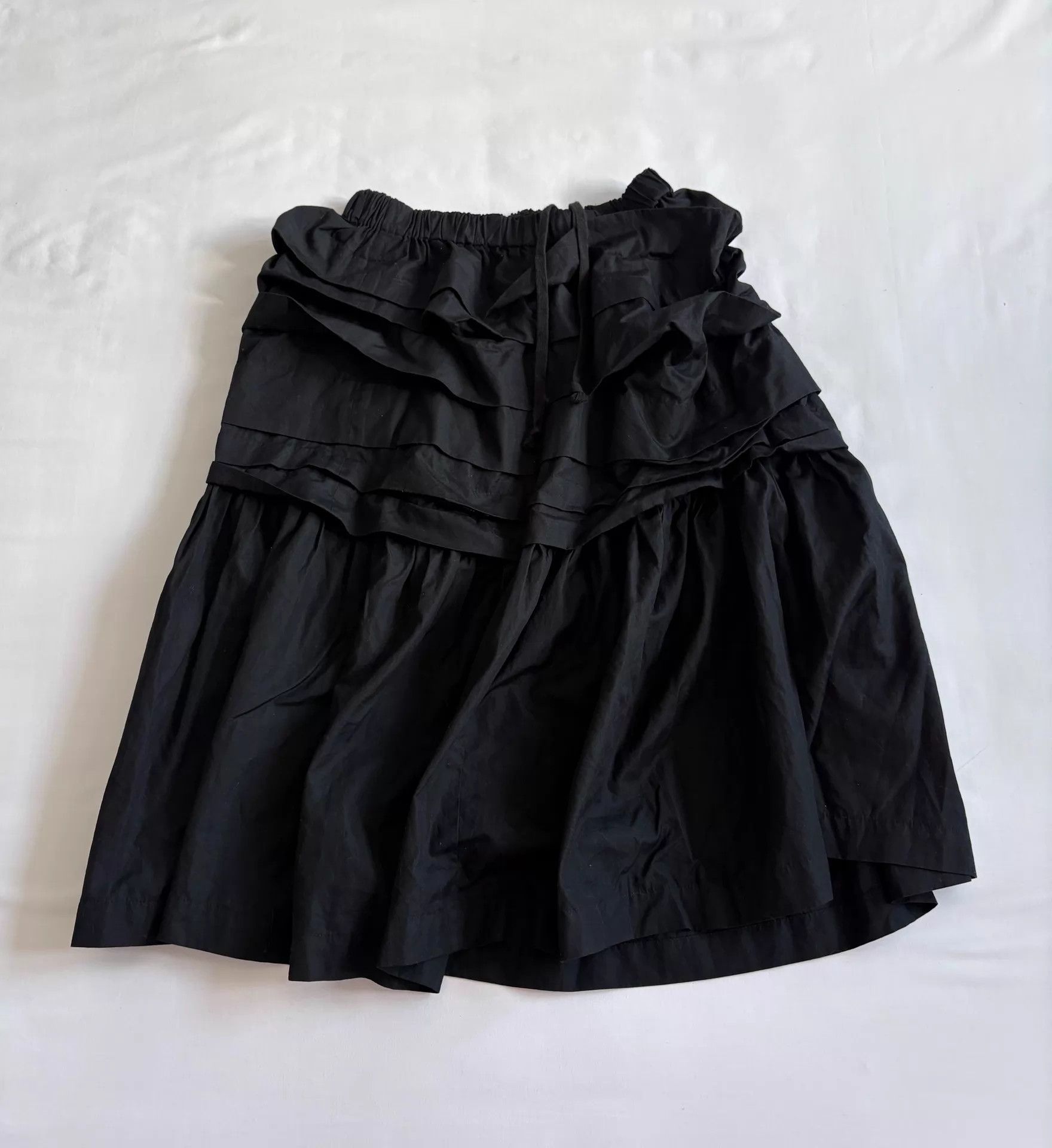 Comme des Garcons CDG Vintage Black Pleated Layered Elastic Waist Skirt Size 24" / US 00 / IT 34 - 2 Thumbnail