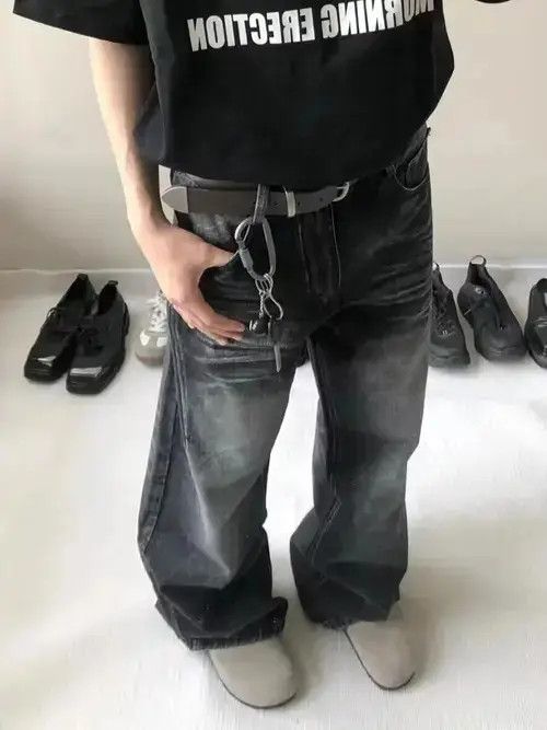 Japanese Brand × Jean Retro washed black distressed whiskered jeans Size US 32 / EU 48 - 4 Thumbnail