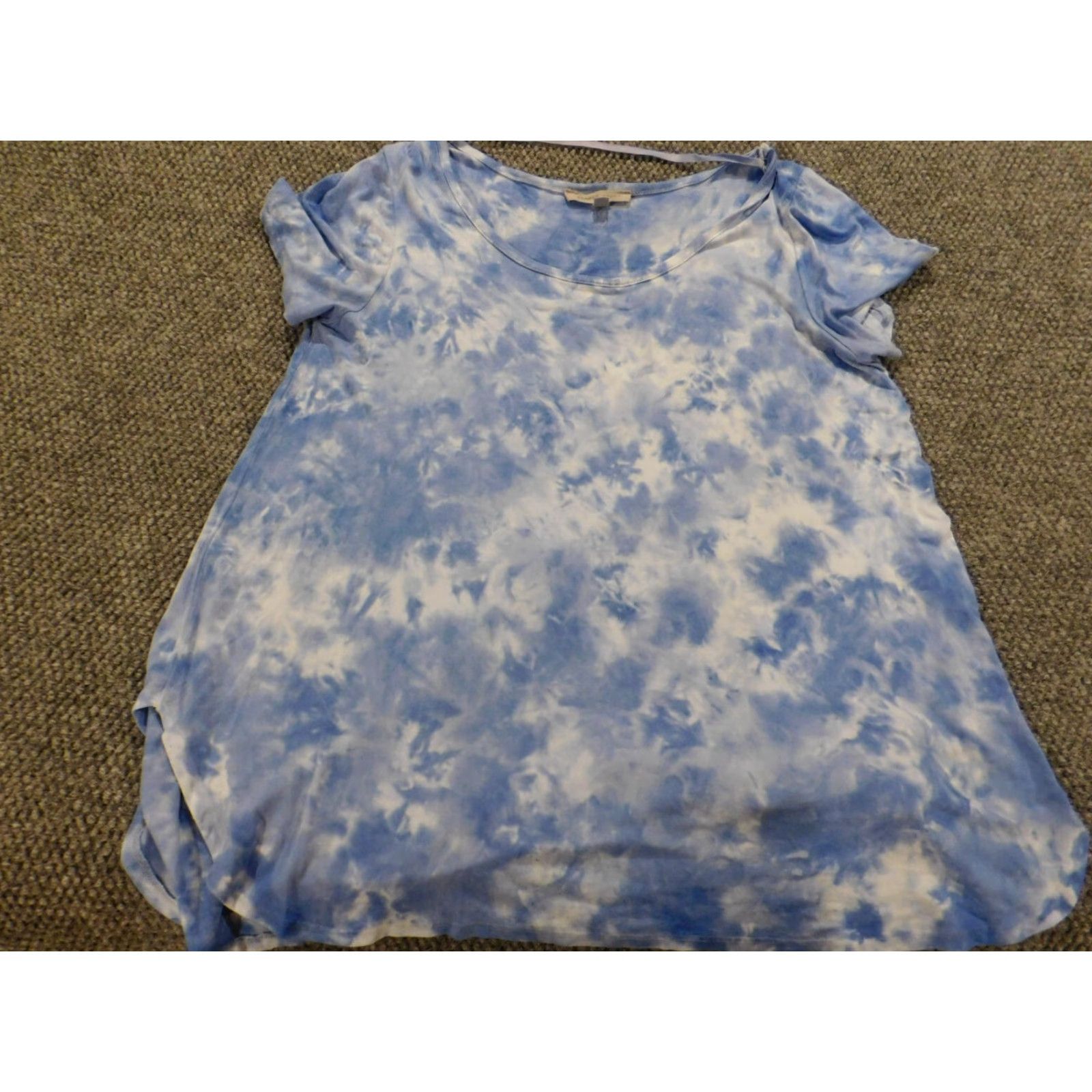 Vintage Spense Womens Shirt Large Blue pullover stretch sport Blouse Short Sleeve Round Neck Casual Regular Button Viscose Spandex Floral Basic American Size L / US 10 / IT 46 - 3 Thumbnail