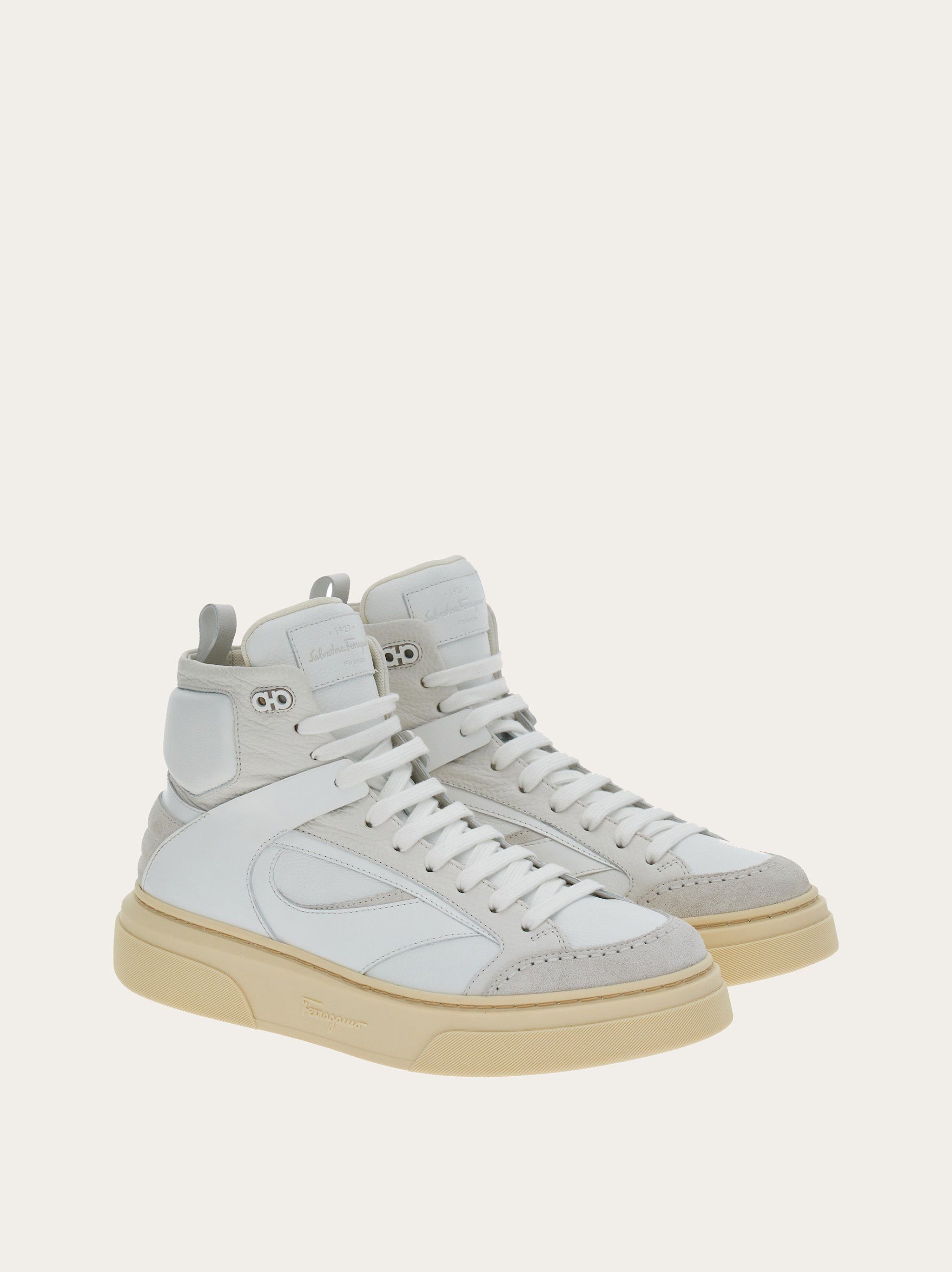 Salvatore Ferragamo o1s1rm0724 Leather Hi-Top Sneakers in White Size US 7 / EU 40 - 5 Thumbnail