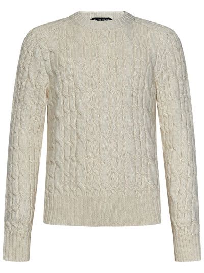 image of Tom Ford O1W1Db10124 Crewneck Sweater In White, Men's (Size XL)