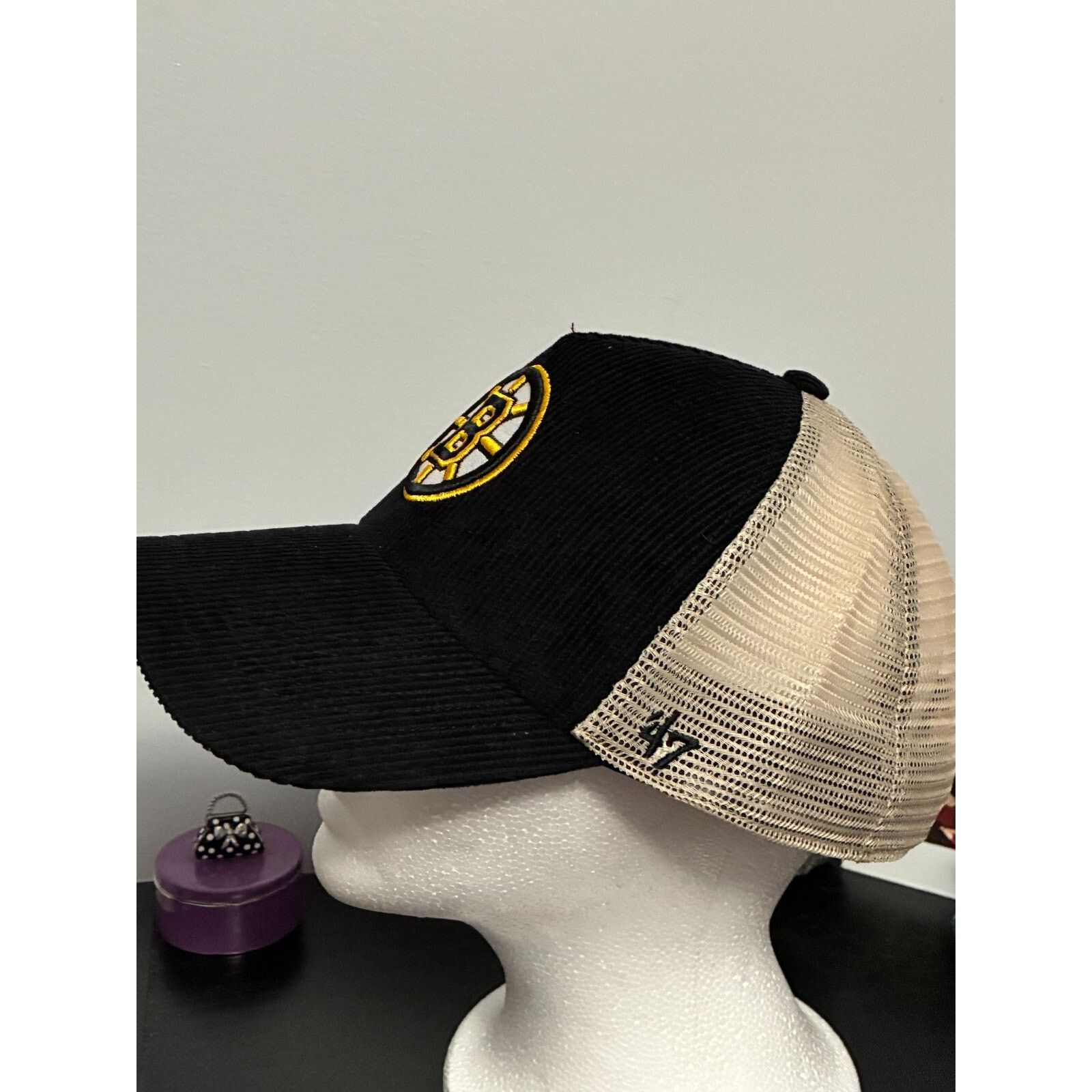 47 Brand Boston Bruins Corduroy Trucker Hat – Adjustable Mesh Cap Size ONE SIZE - 6 Thumbnail