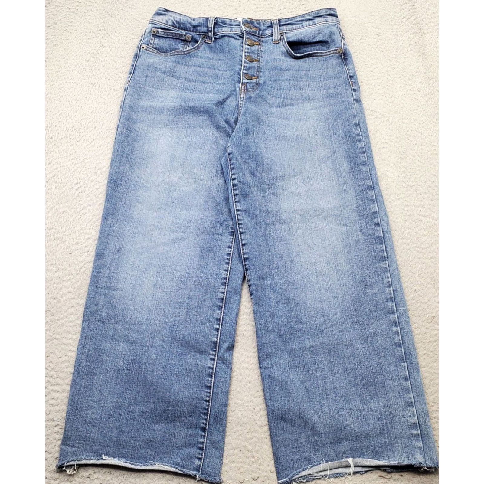 Denime Goodthreads Womens Cropped Jeans 29 Blue Denim Wide Leg Button Fly GT19010726 Size 29" - 2 Thumbnail