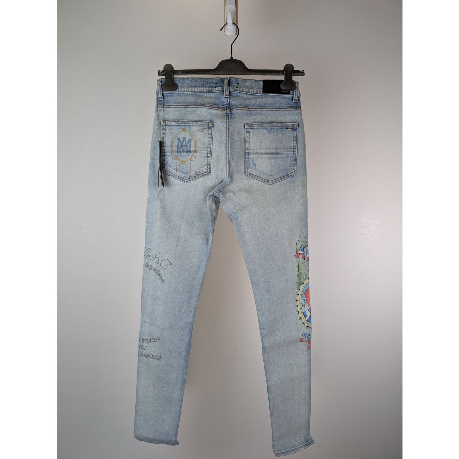 Amiri o1rshd1 Zig Zag Jean Denim Jeans in Light Indigo Size US 32 / EU 48 - 18 Thumbnail