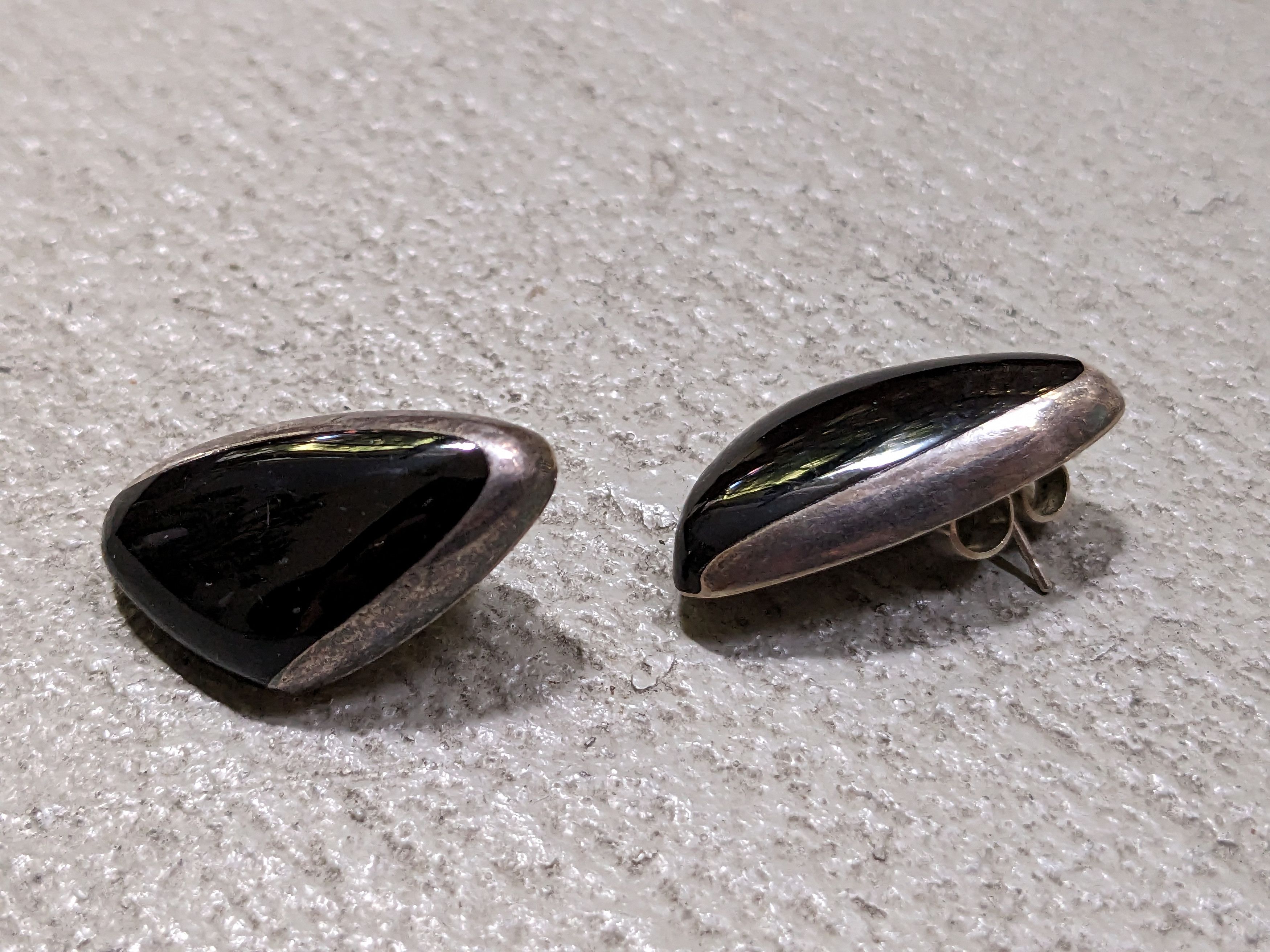 Jewelry Vintage Sterling Silver Earrings Mid Century Modern Triangle Size ONE SIZE - 3 Thumbnail