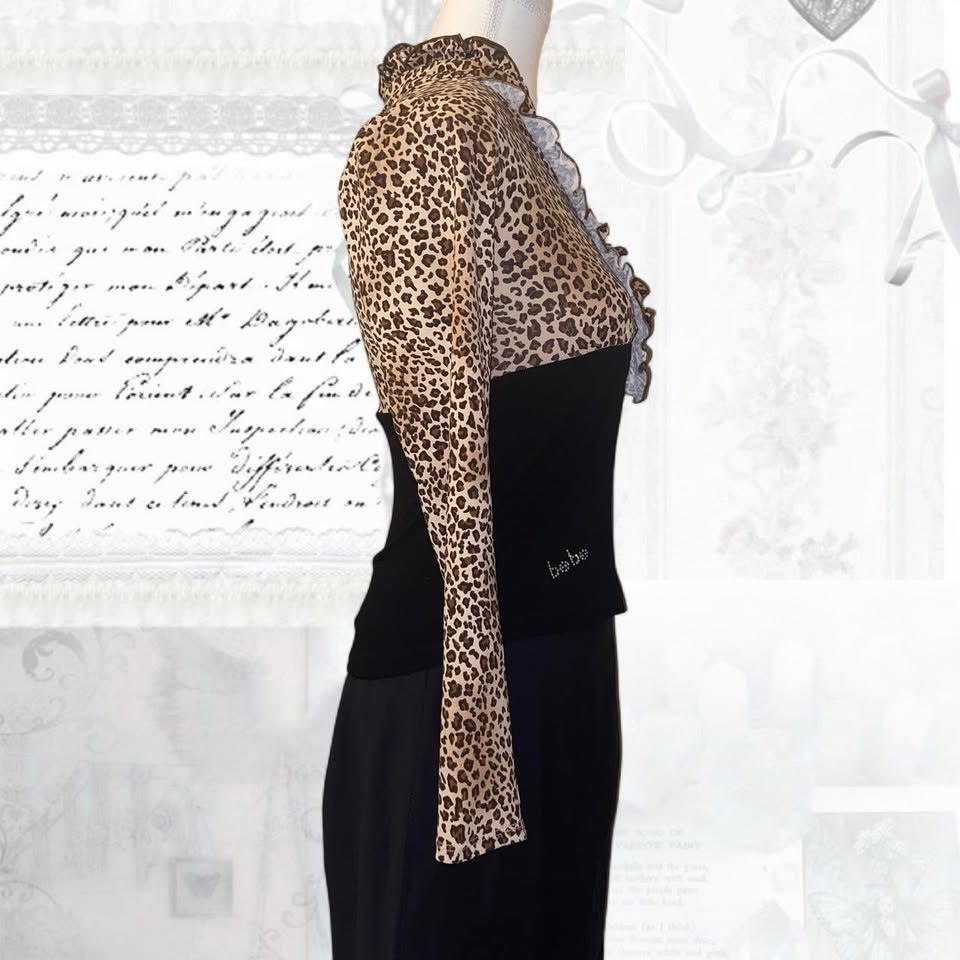 Bebe Vintage Bebe Leopard Print Rhinestone Logo Top (Size M) Size M / US 6-8 / IT 42-44 - 4 Thumbnail