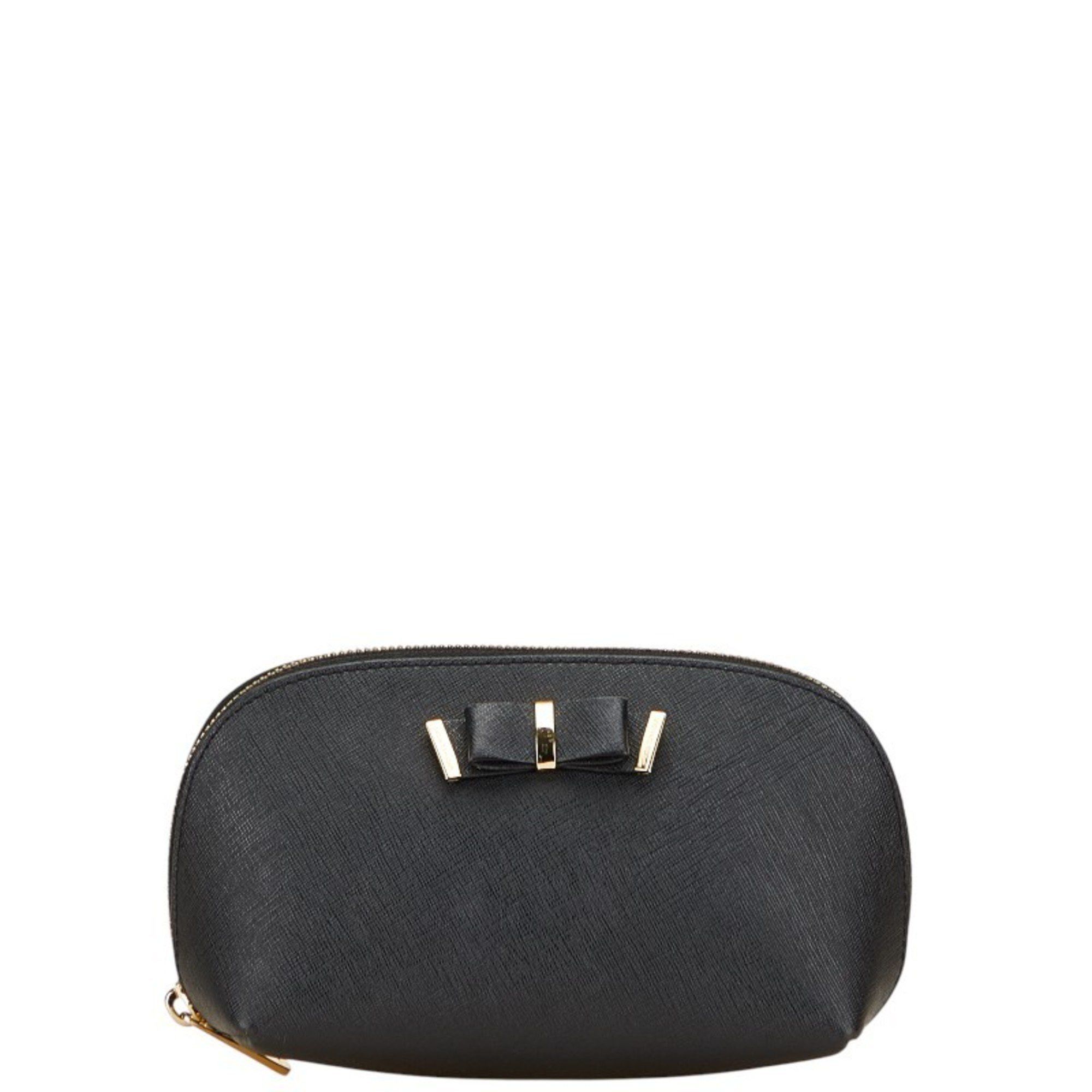 Michael Kors Michael Kors Ribbon Pouch in Black and Gold Leather for Women Size ONE SIZE - 1 Thumbnail