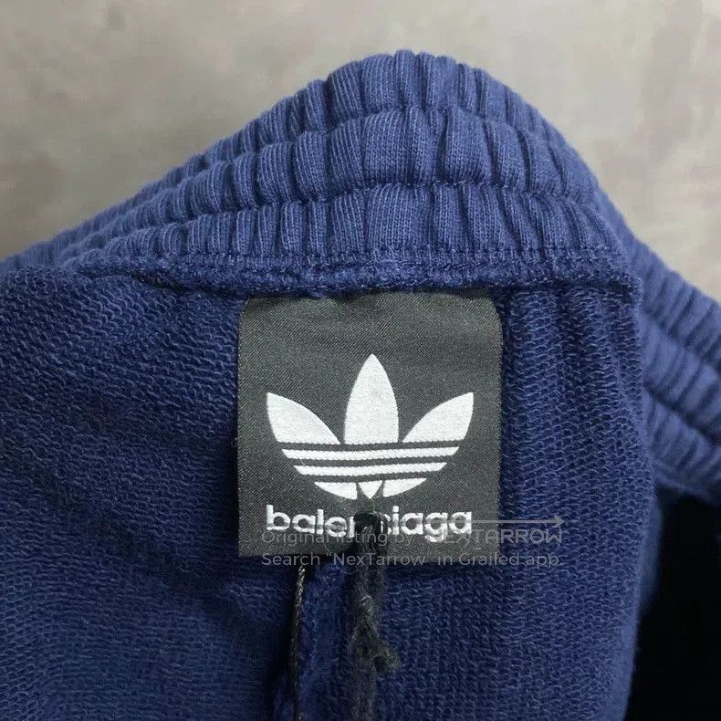 balenciaga adidas navy blue embroidered logo sweatpants.