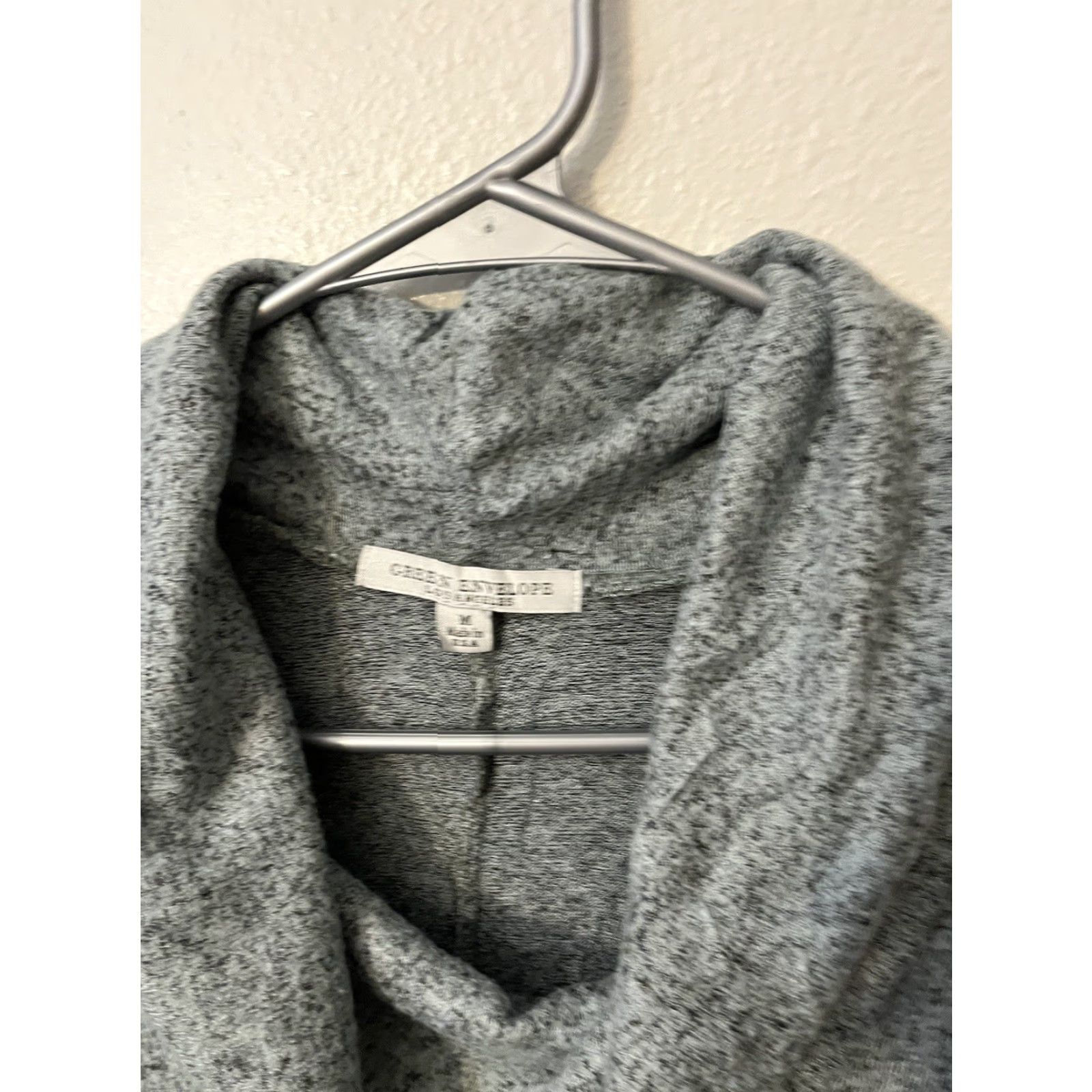Vintage Green Envelope Sweater Cowl Neck Dolman Sleeve Tie Gray Size Medium 3/4 Sleeve Knit Pullover Women's Size M / US 6-8 / IT 42-44 - 2 Thumbnail