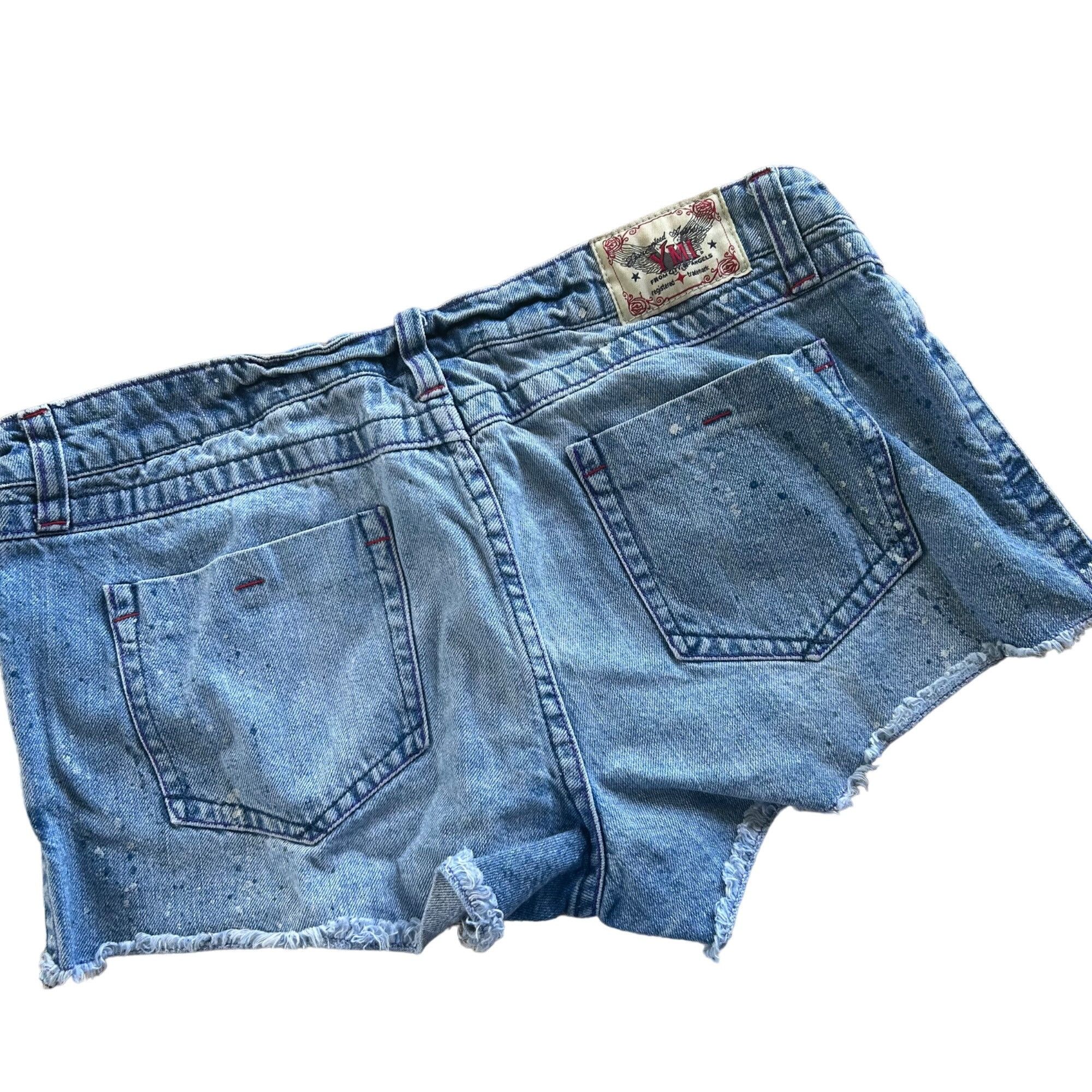 Vintage Vintage YMI Light Wash Paint Splatter Raw Hem Distressed Den Size 34" / US 12 / IT 48 - 4 Thumbnail