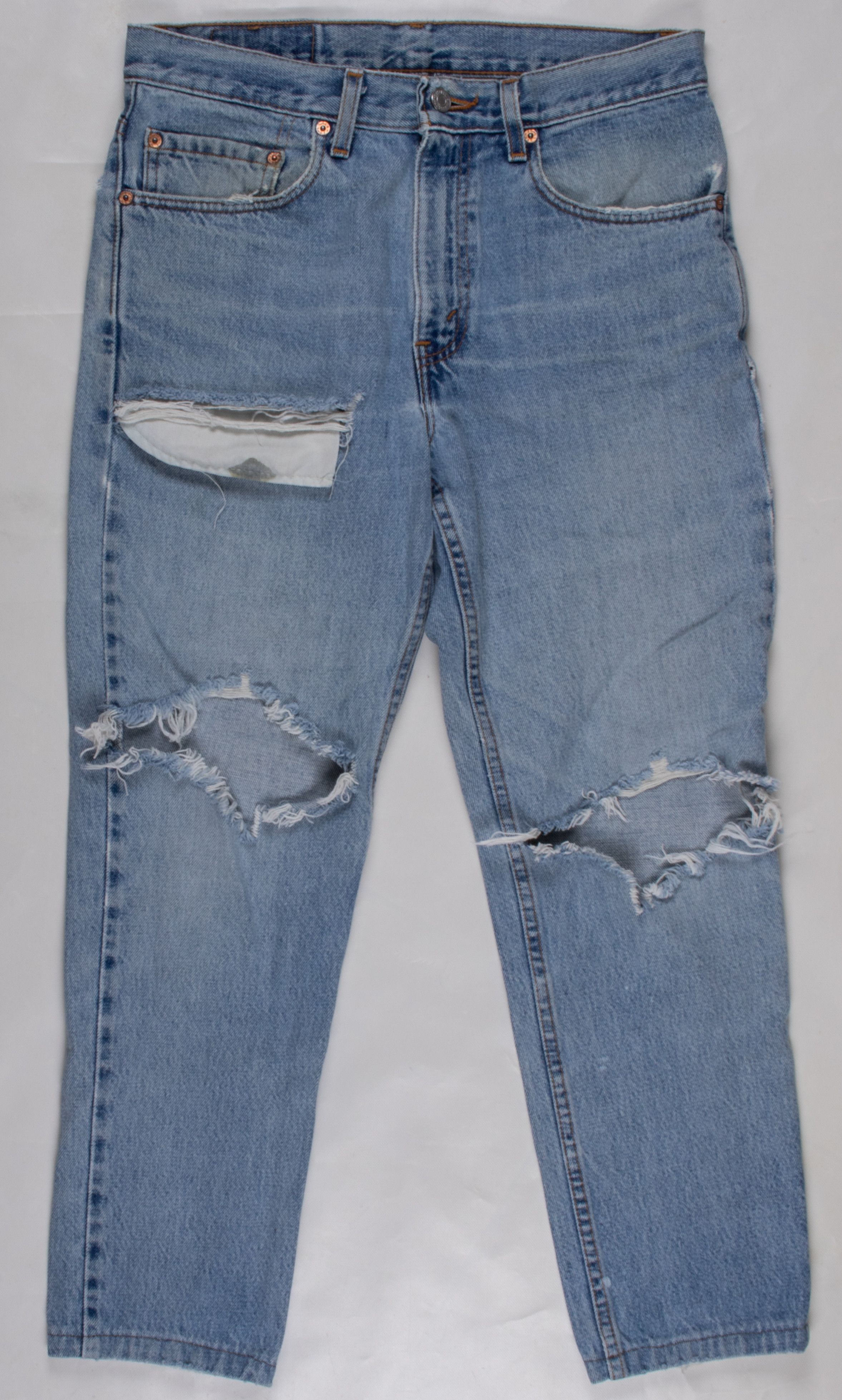 image of Levis Vintage Clothing 512 Tapered "fear Of God" Distressed in Blue, Men's (Size 32)